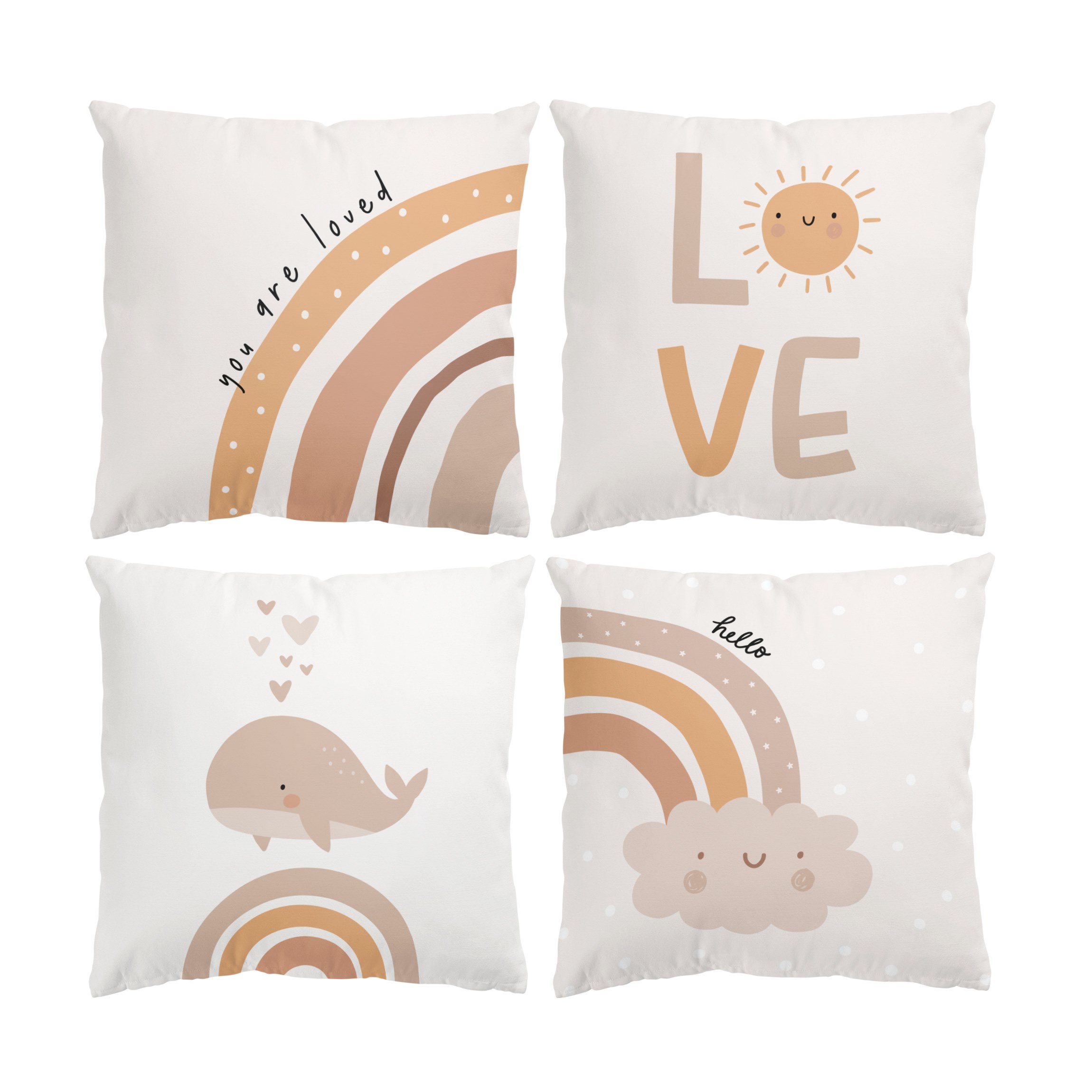 Dekokissen 4er Set Boho Regenbogen Sprüche Set