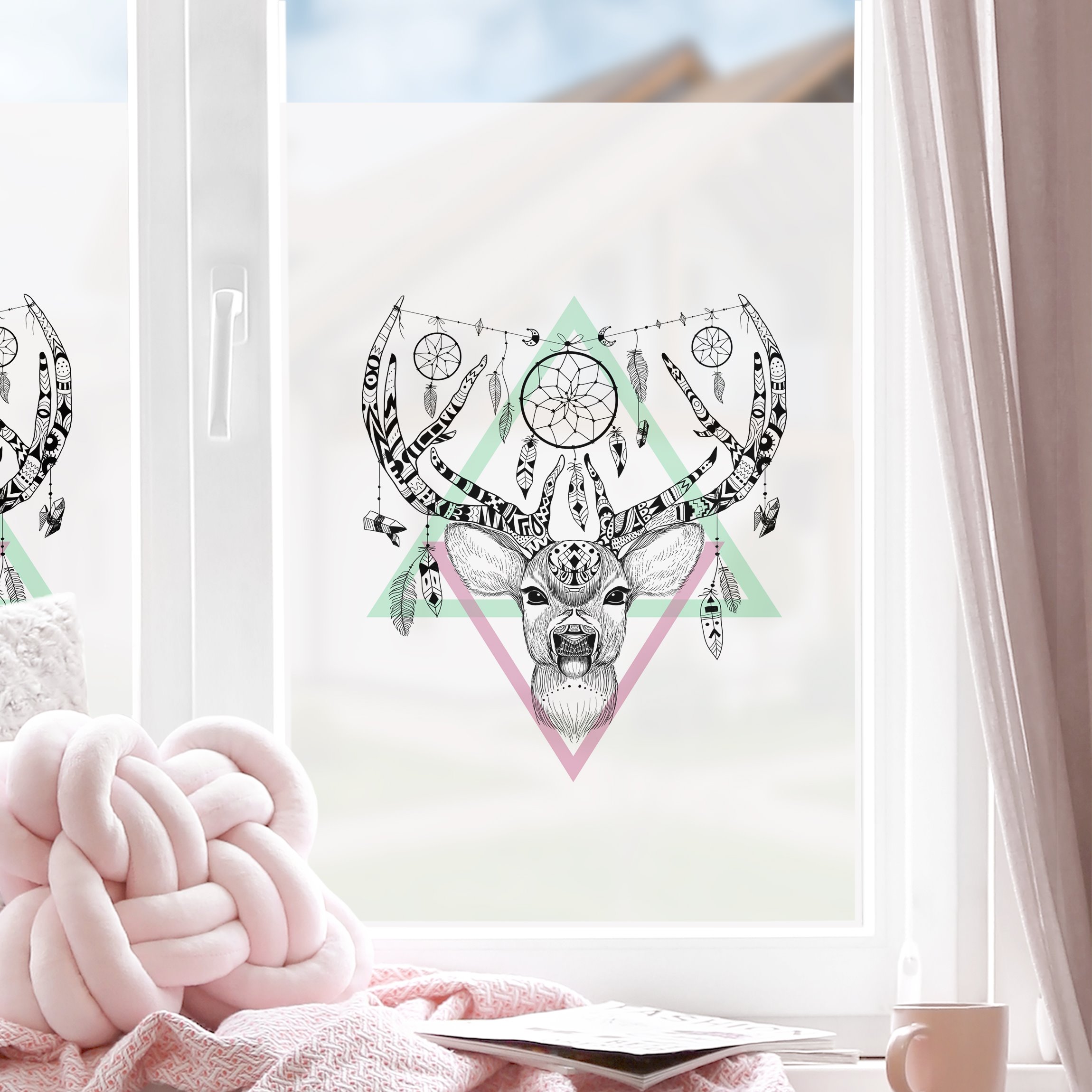 Fensterfolie Boho Rentier mit Traumfänger
