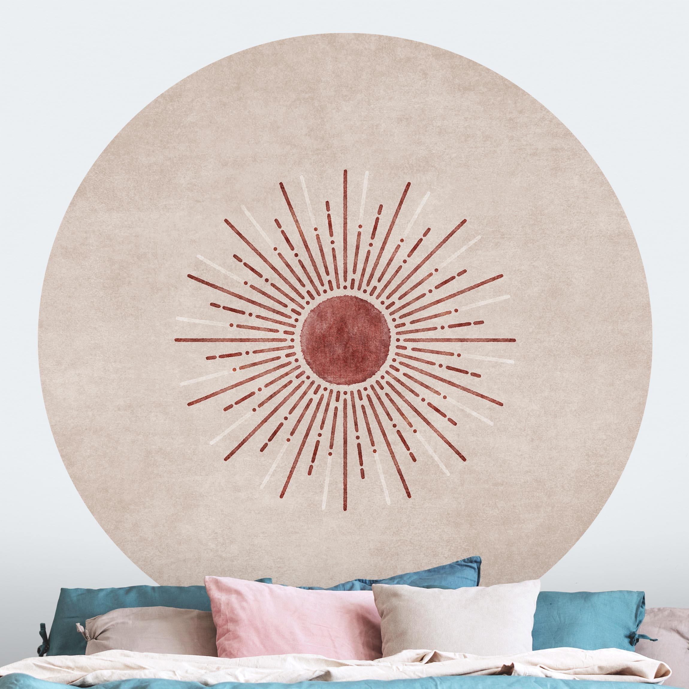 Runde Tapete selbstklebend Boho Sonne I
