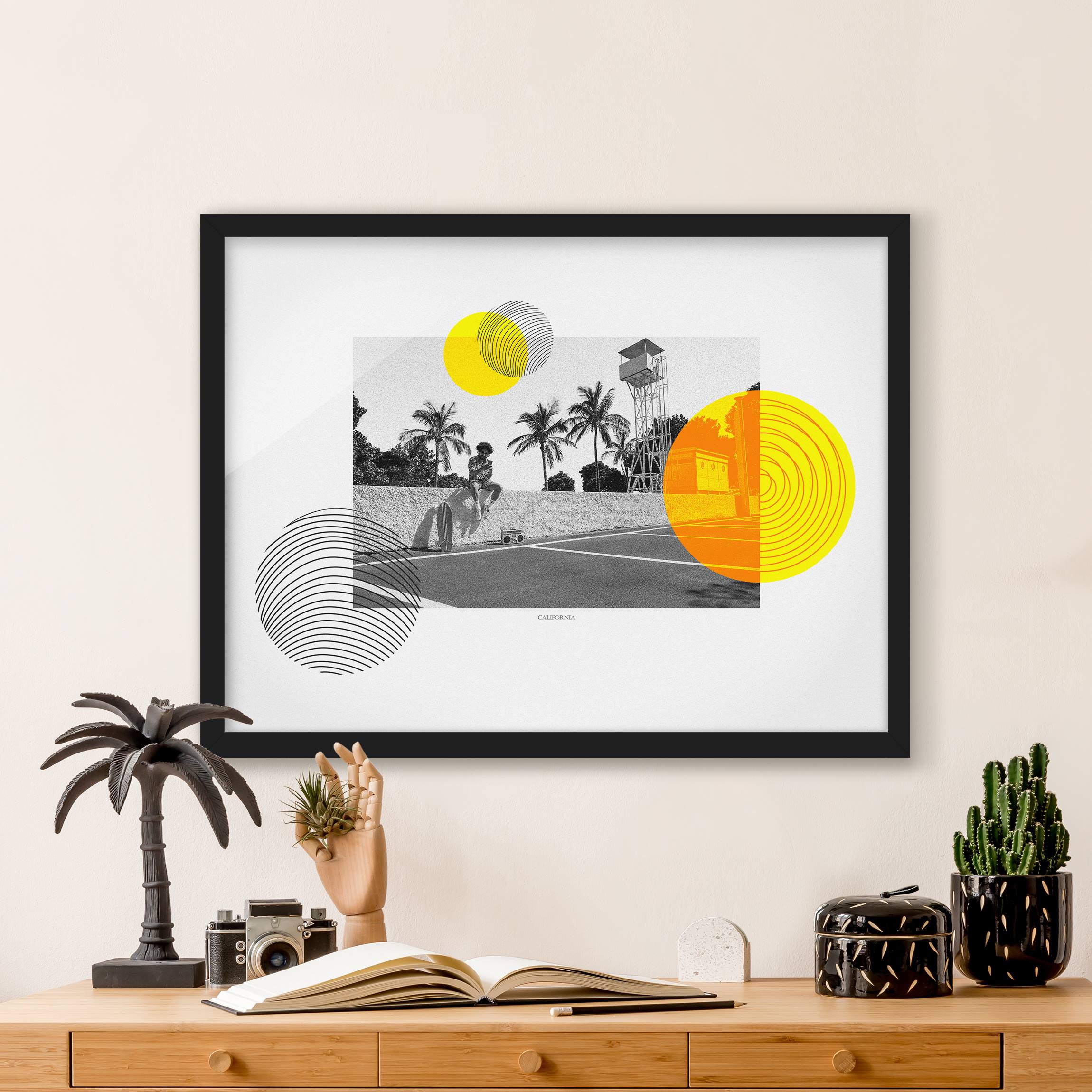 Bild mit Rahmen Boombox unter Palmen