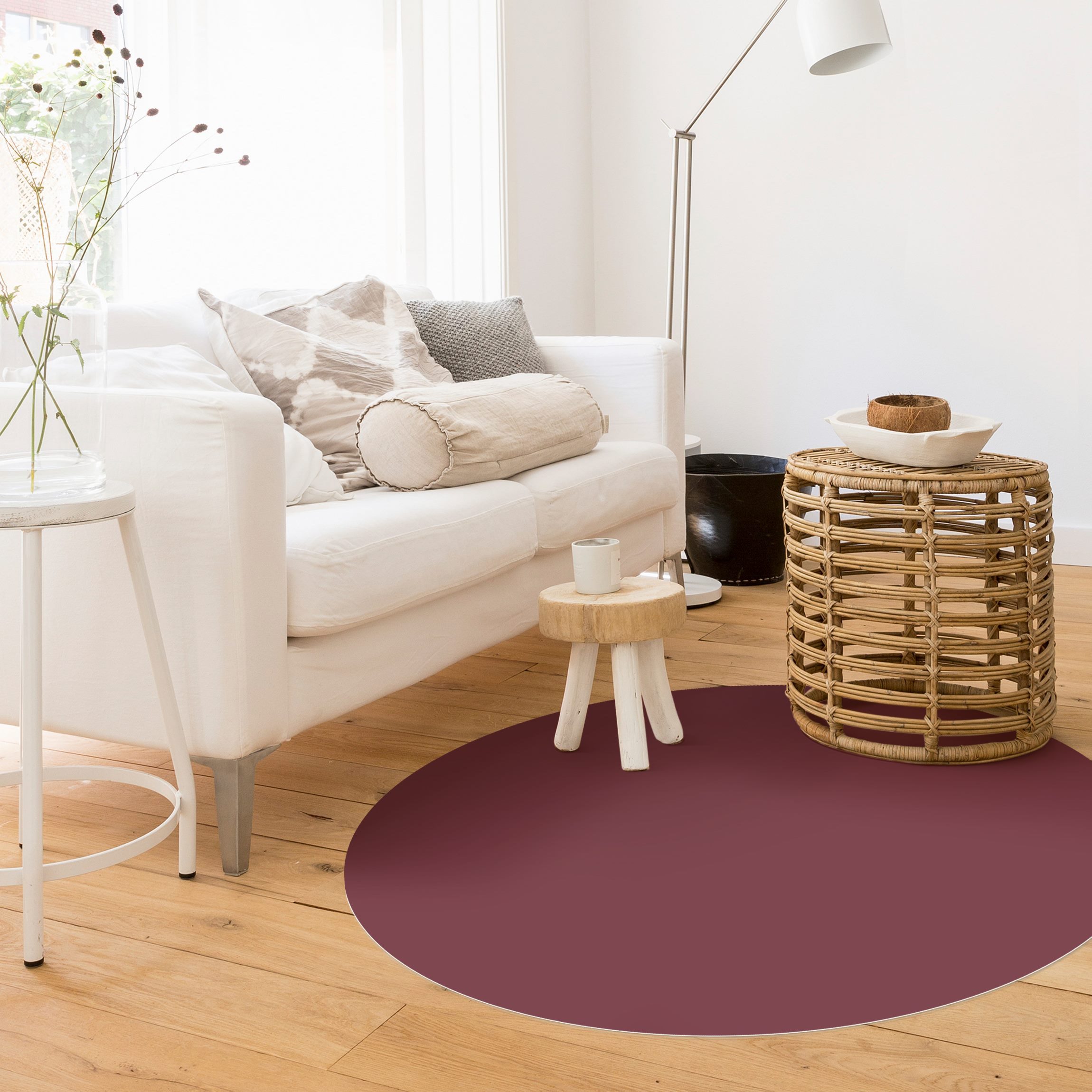Runder Vinyl-Teppich Bordeaux