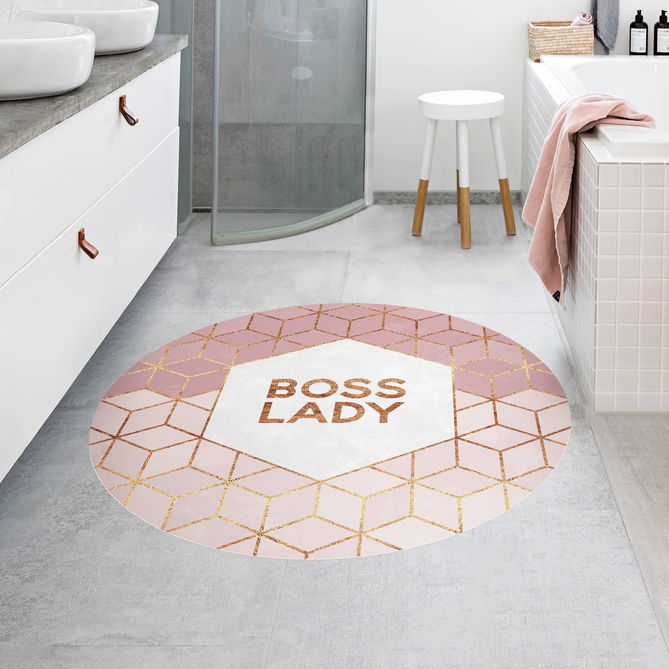 Runder Vinyl-Teppich Boss Lady Sechsecke Rosa