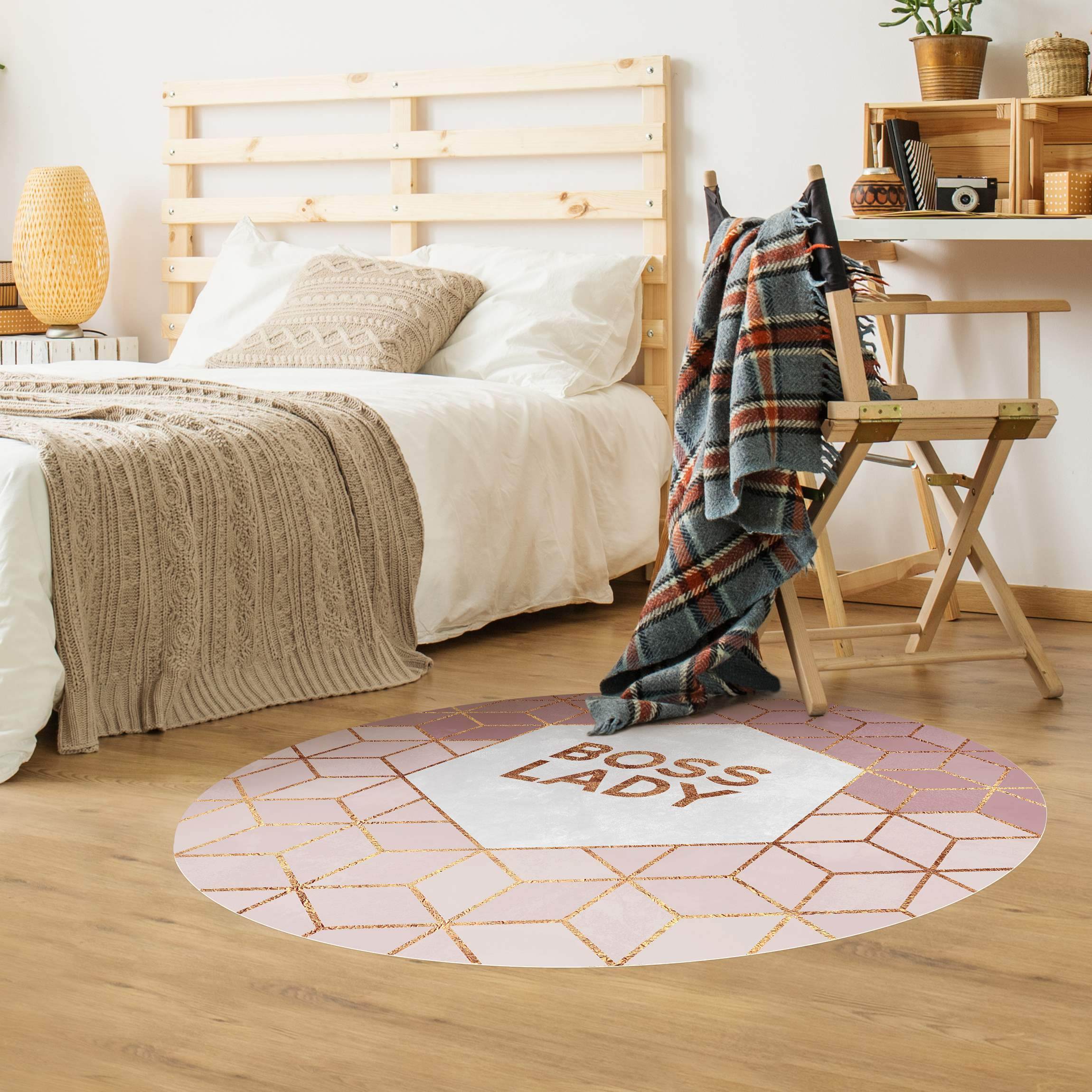 Runder Vinyl-Teppich Boss Lady Sechsecke Rosa