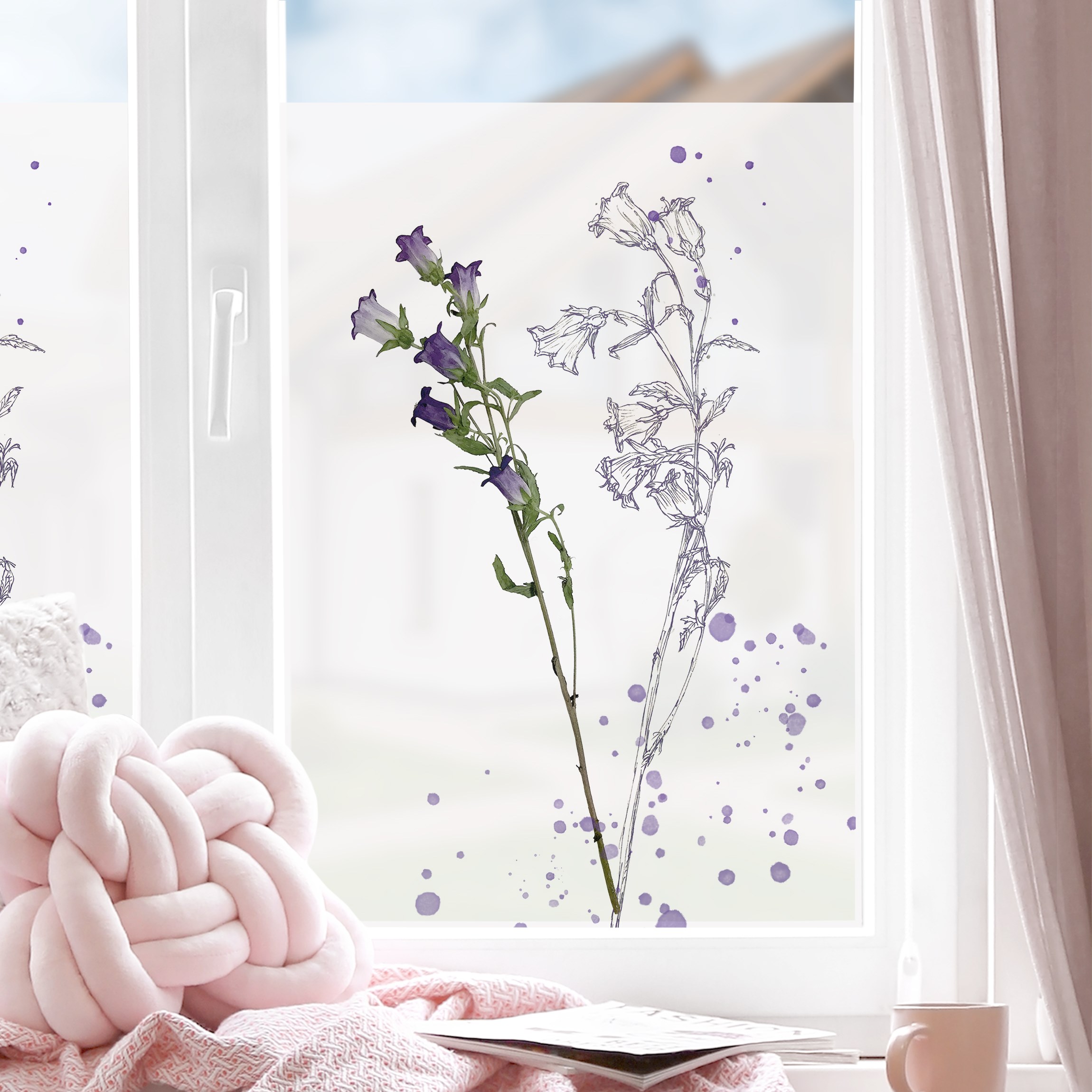 Fensterfolie Botanisches Aquarell - Glockenblume