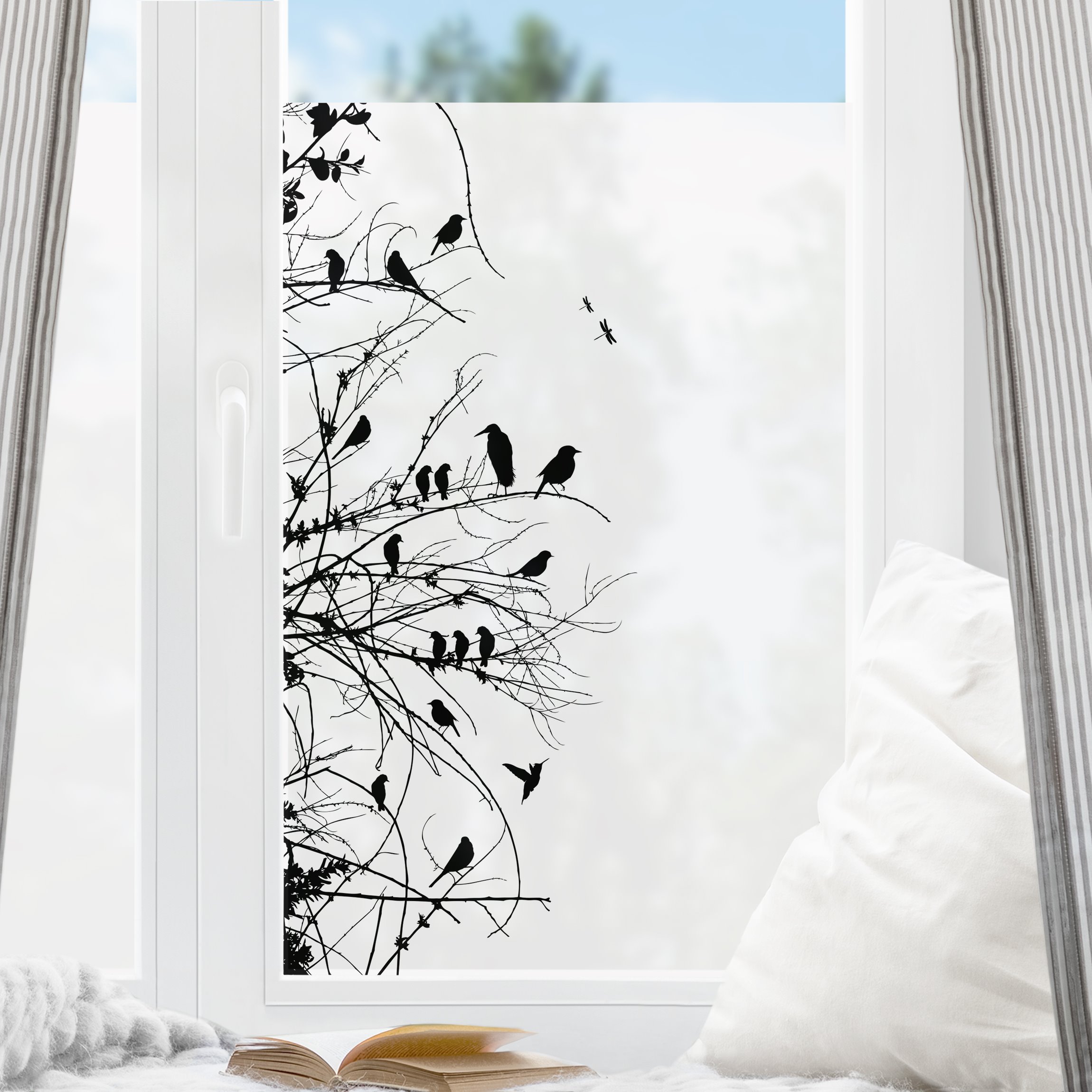 Fensterfolie Branches and Birds in Spring