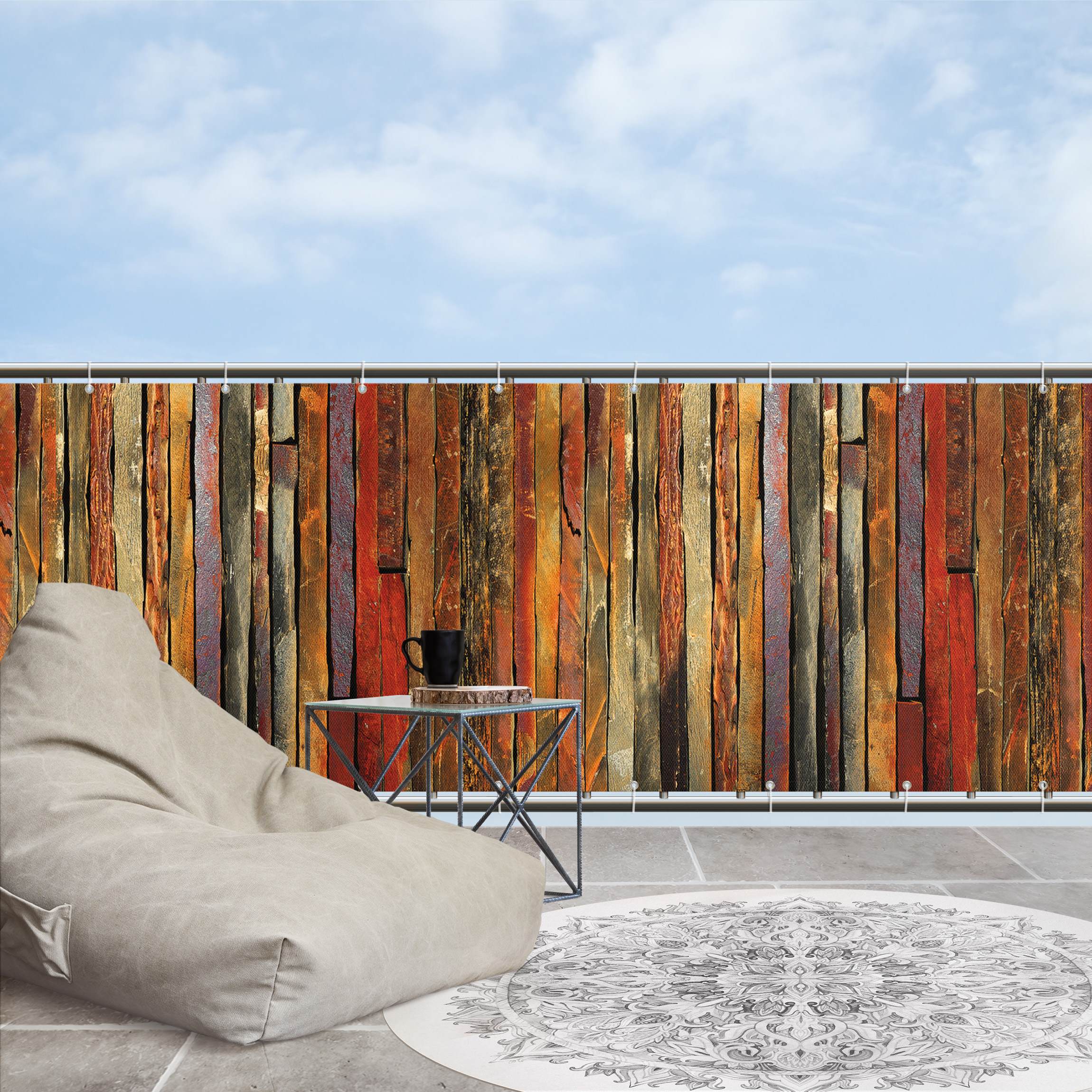 Balkon Sichtschutz Bretterstapel