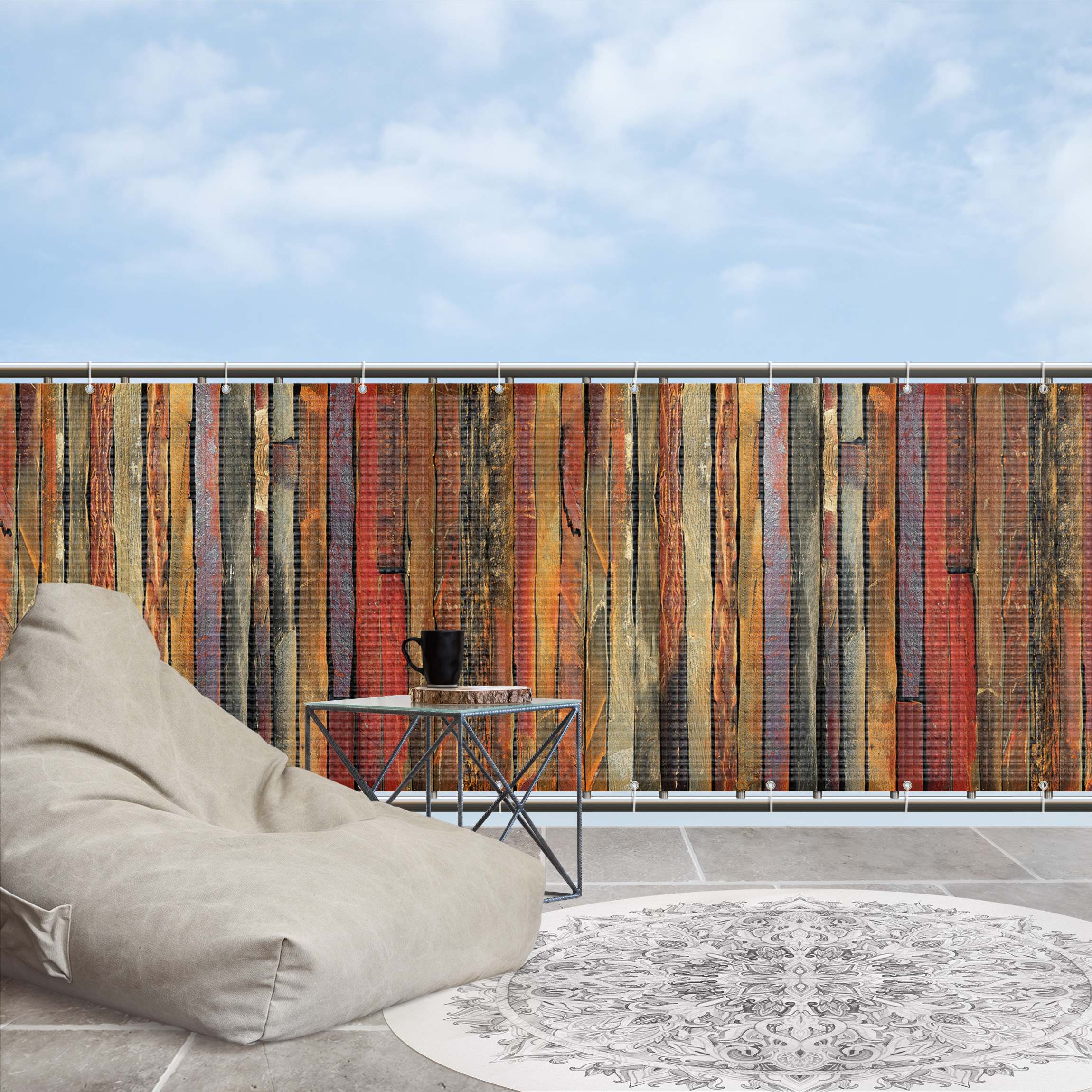 Balkon Sichtschutz Bretterstapel
