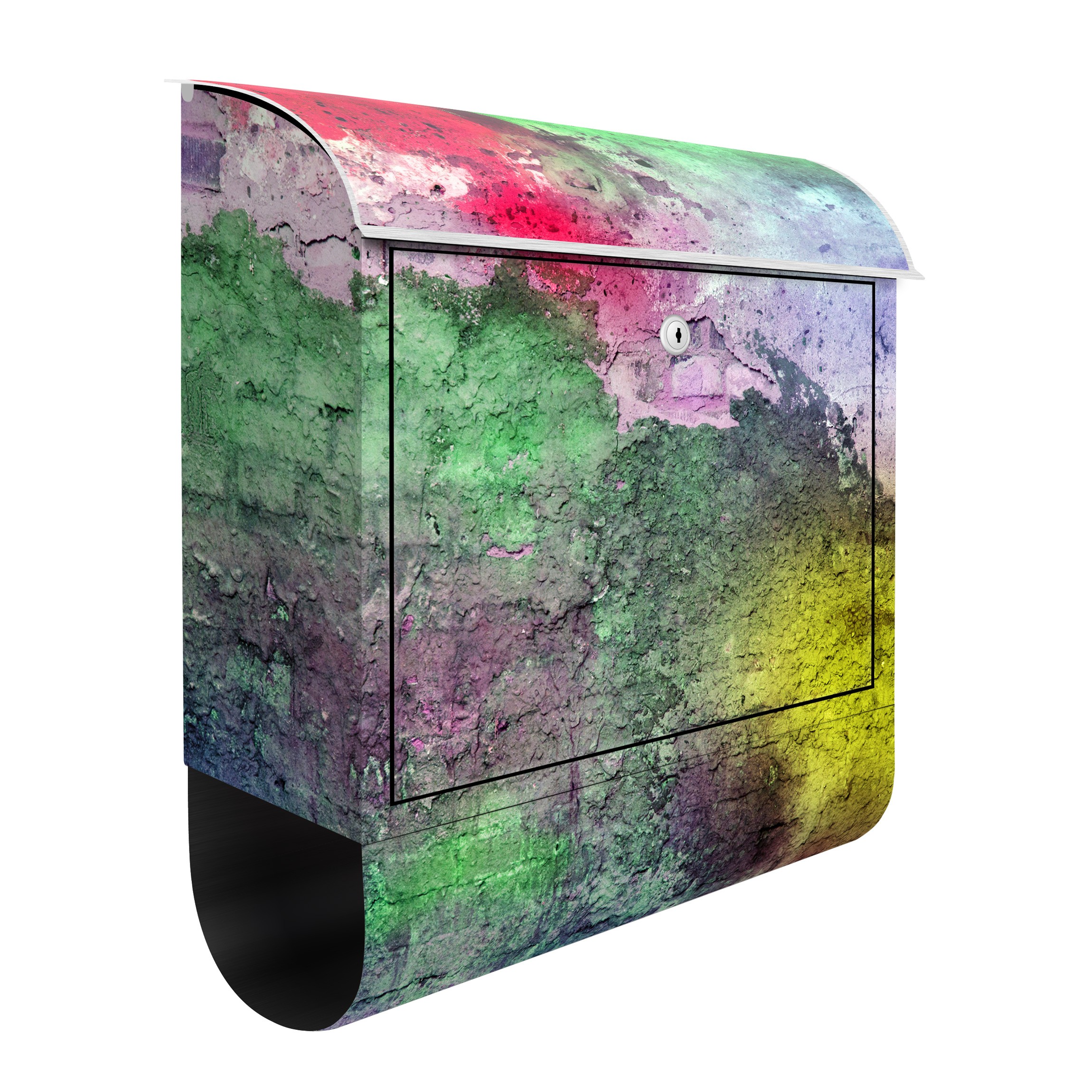 Briefkasten Bunte besprühte alte Wand aus Backstein