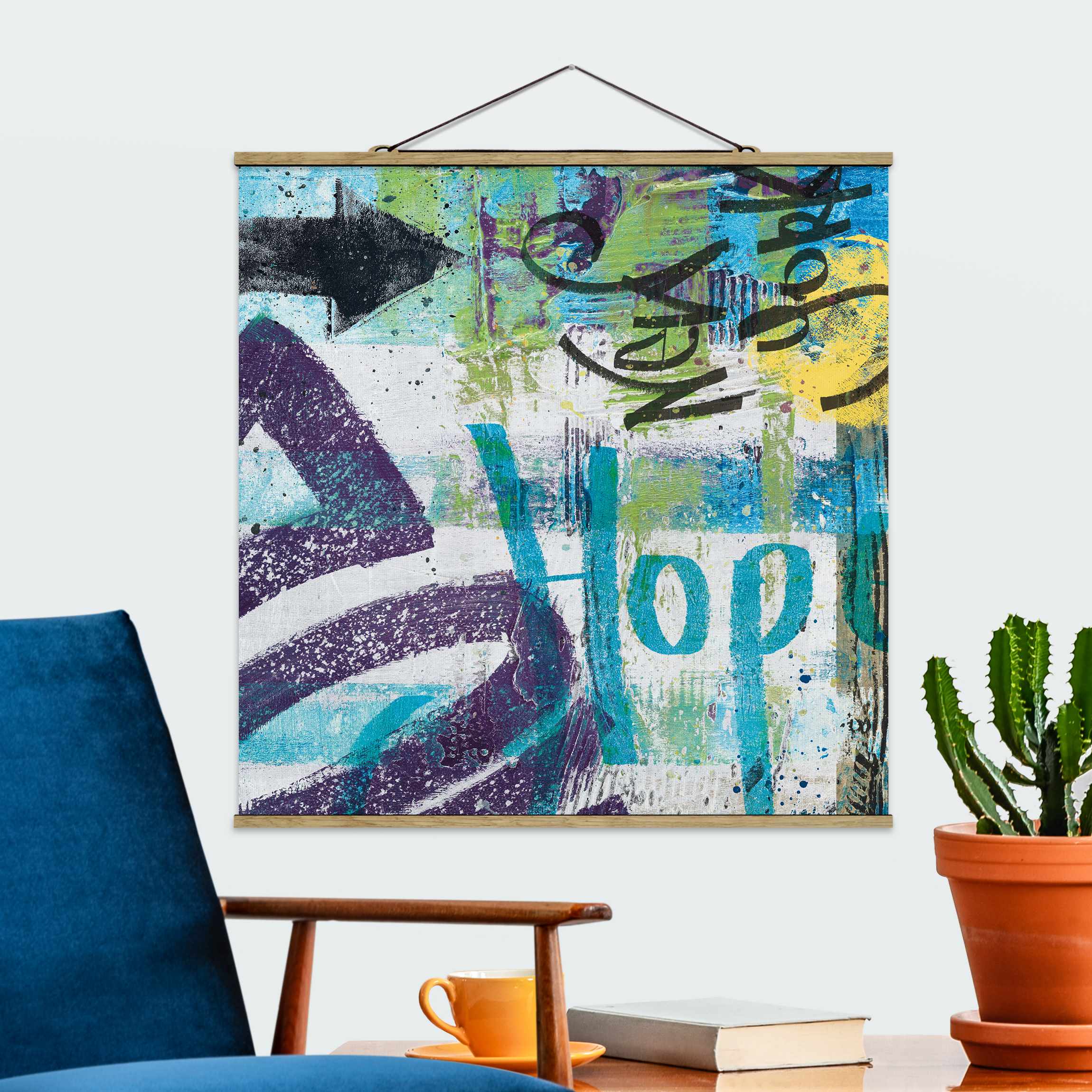 Stoffbild mit Posterleisten Brooklyn Graffiti II