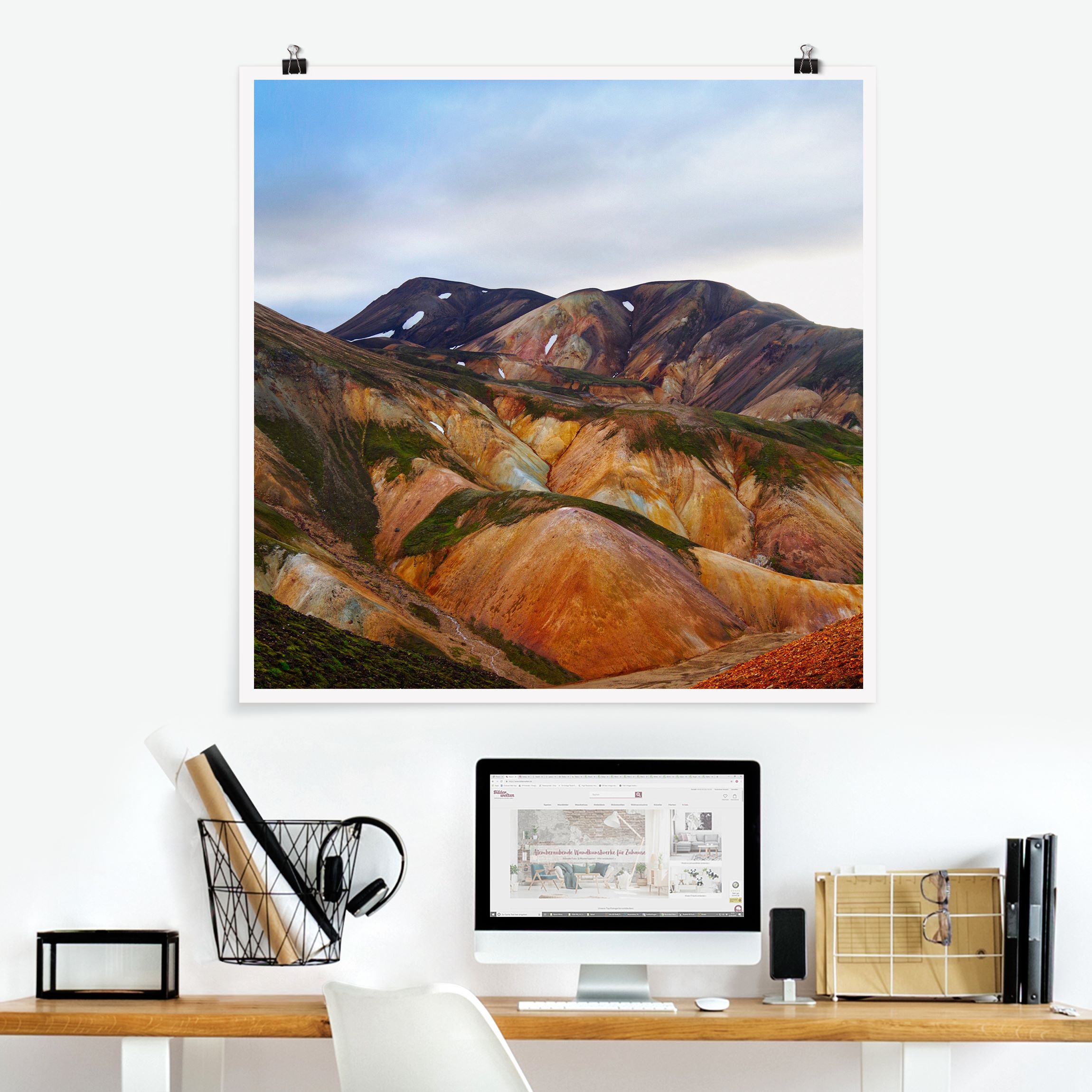 Poster Bunte Berge in Island