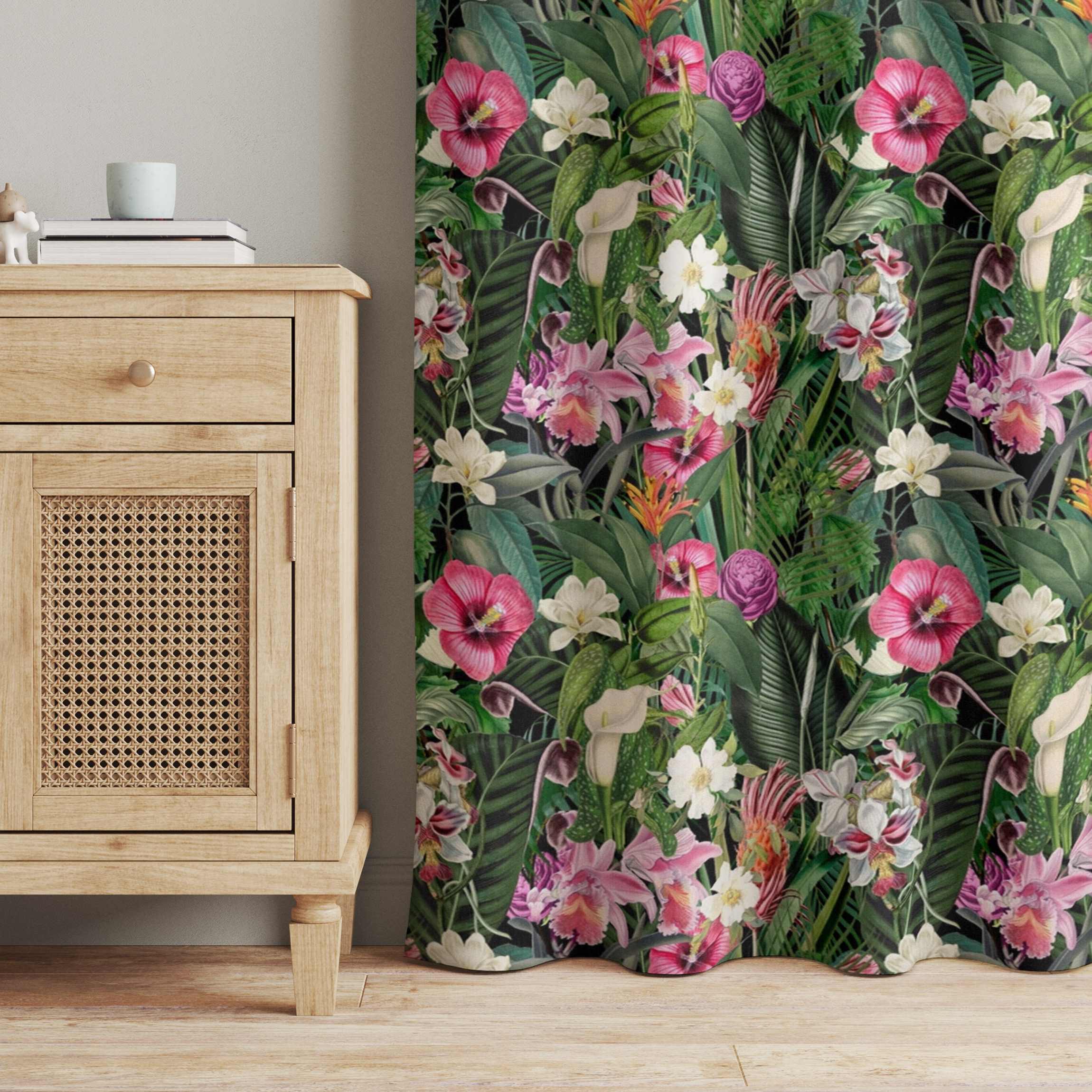 Vorhang Bunte tropische Blumen Collage
