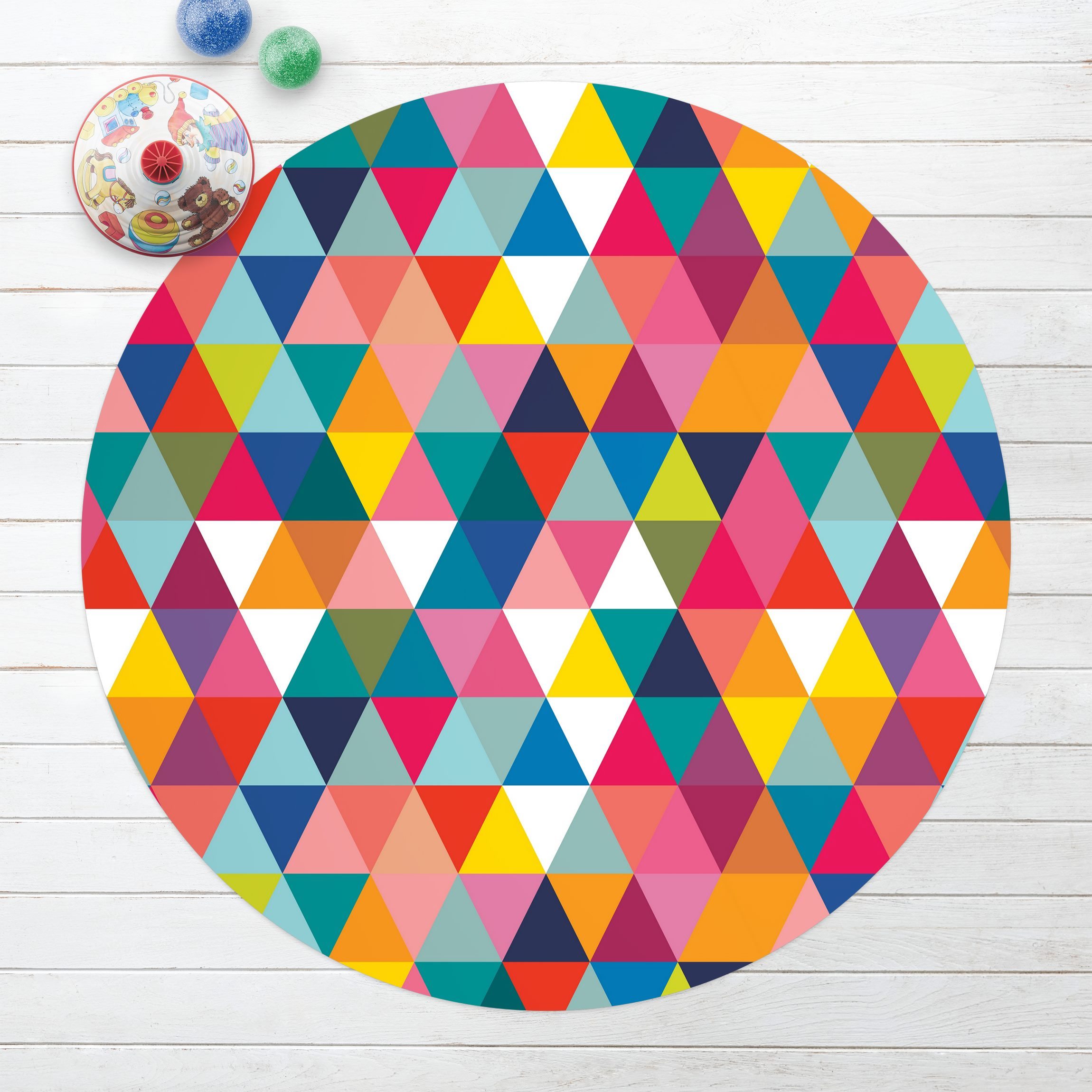 Runder Vinyl-Teppich Buntes Dreieck-Muster