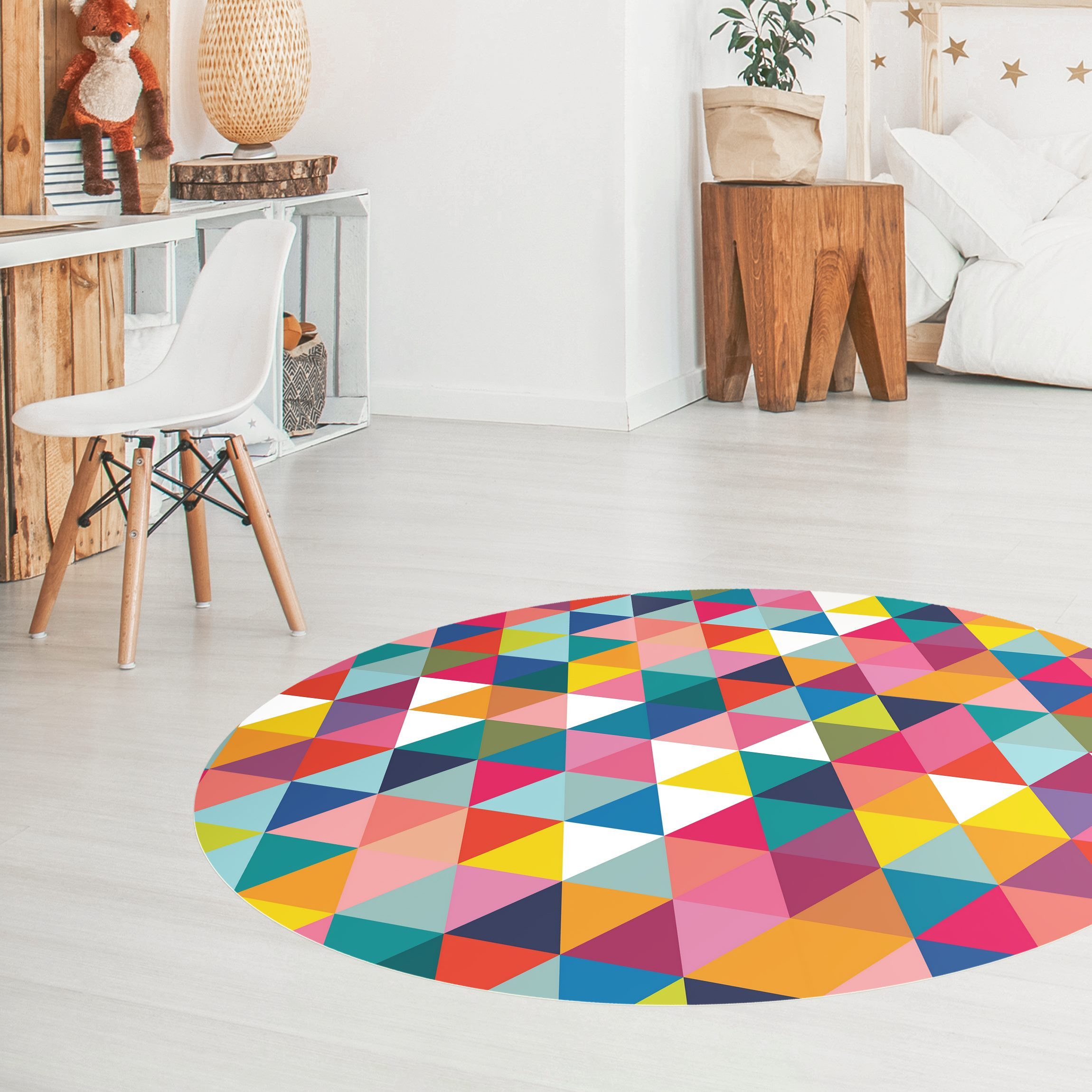 Runder Vinyl-Teppich Buntes Dreieck-Muster