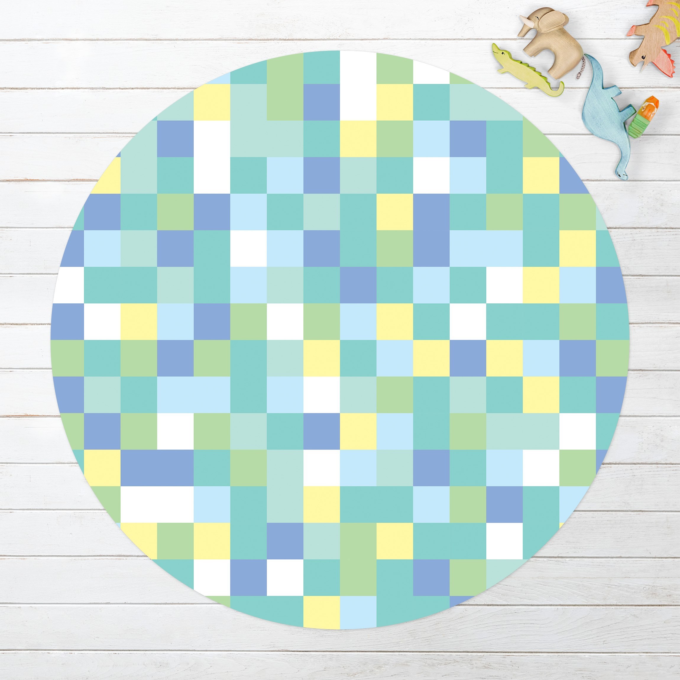 Runder Vinyl-Teppich Buntes Mosaik Spielwiese