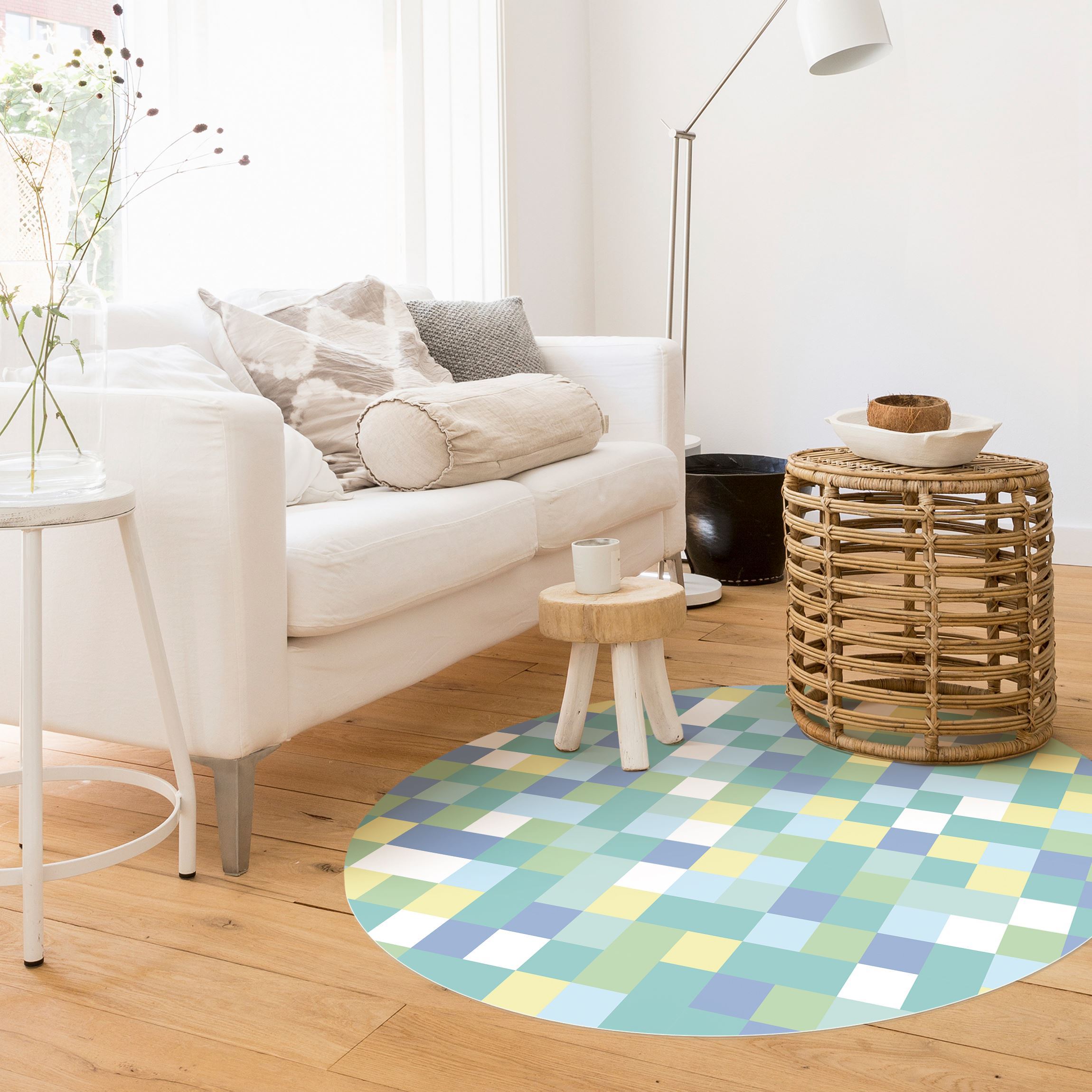 Runder Vinyl-Teppich Buntes Mosaik Spielwiese