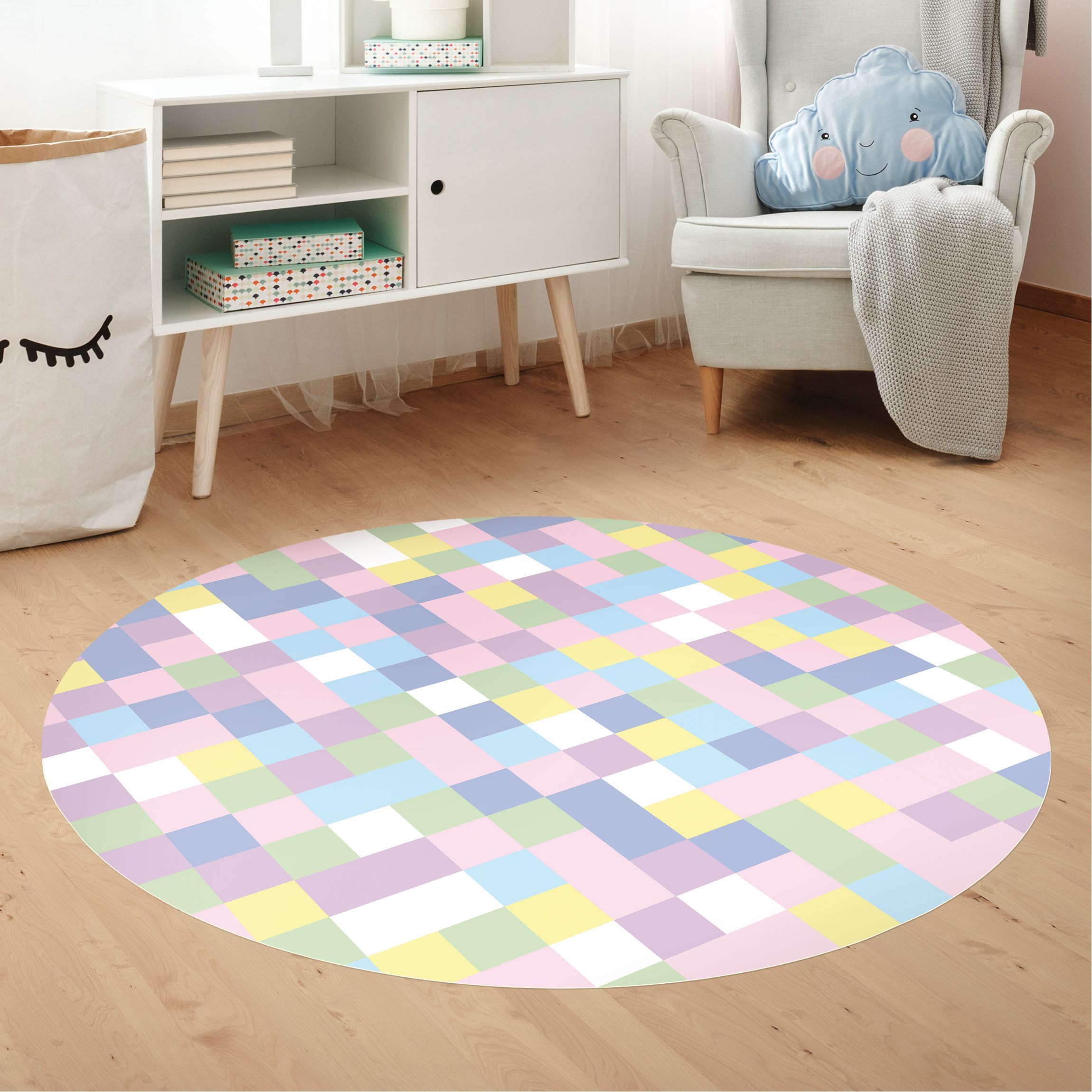 Runder Vinyl-Teppich Buntes Mosaik Zuckerwatte