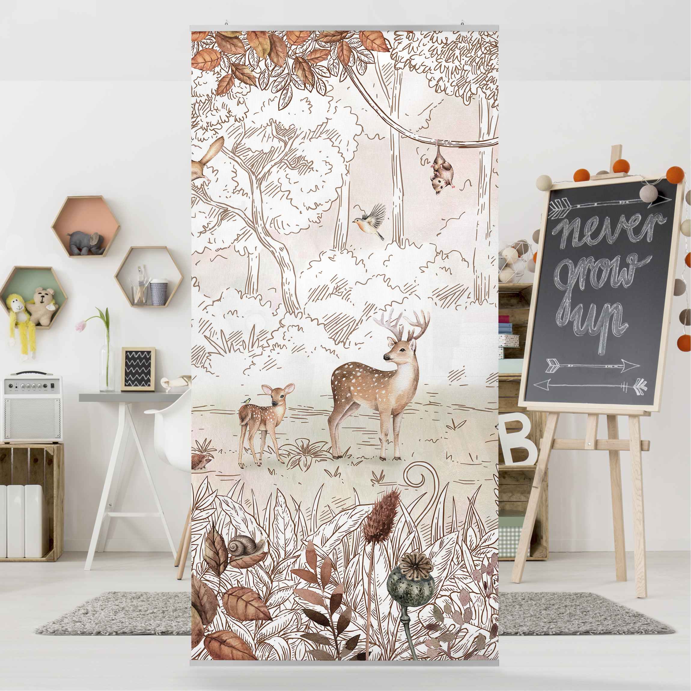 Raumteiler Buntes Treiben im Herbstwald