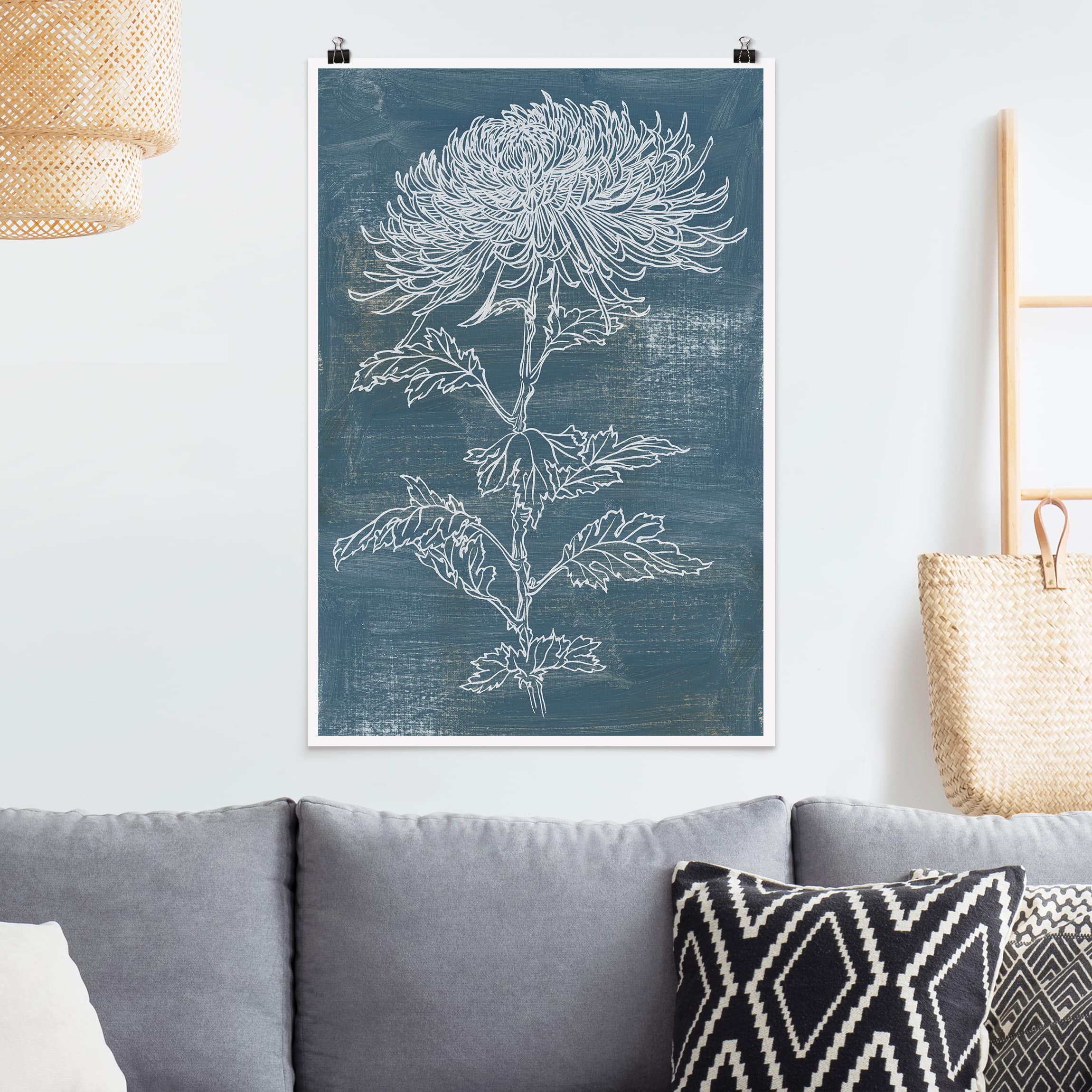 Poster Blumen Indigo-Pflanzen II