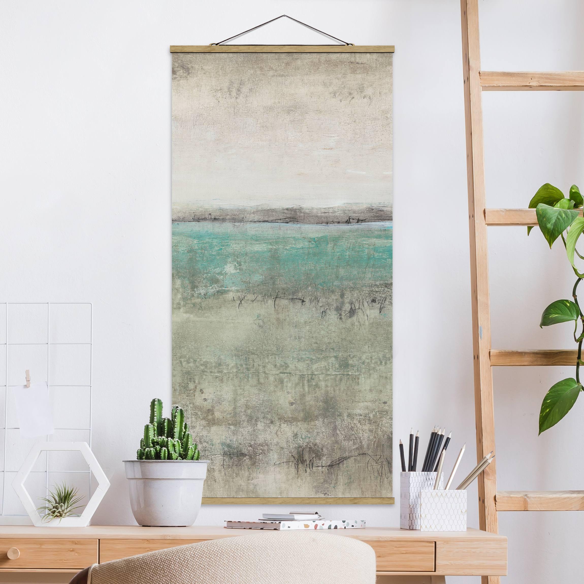 Stoffbild - Hochformat Horizont über Türkis I