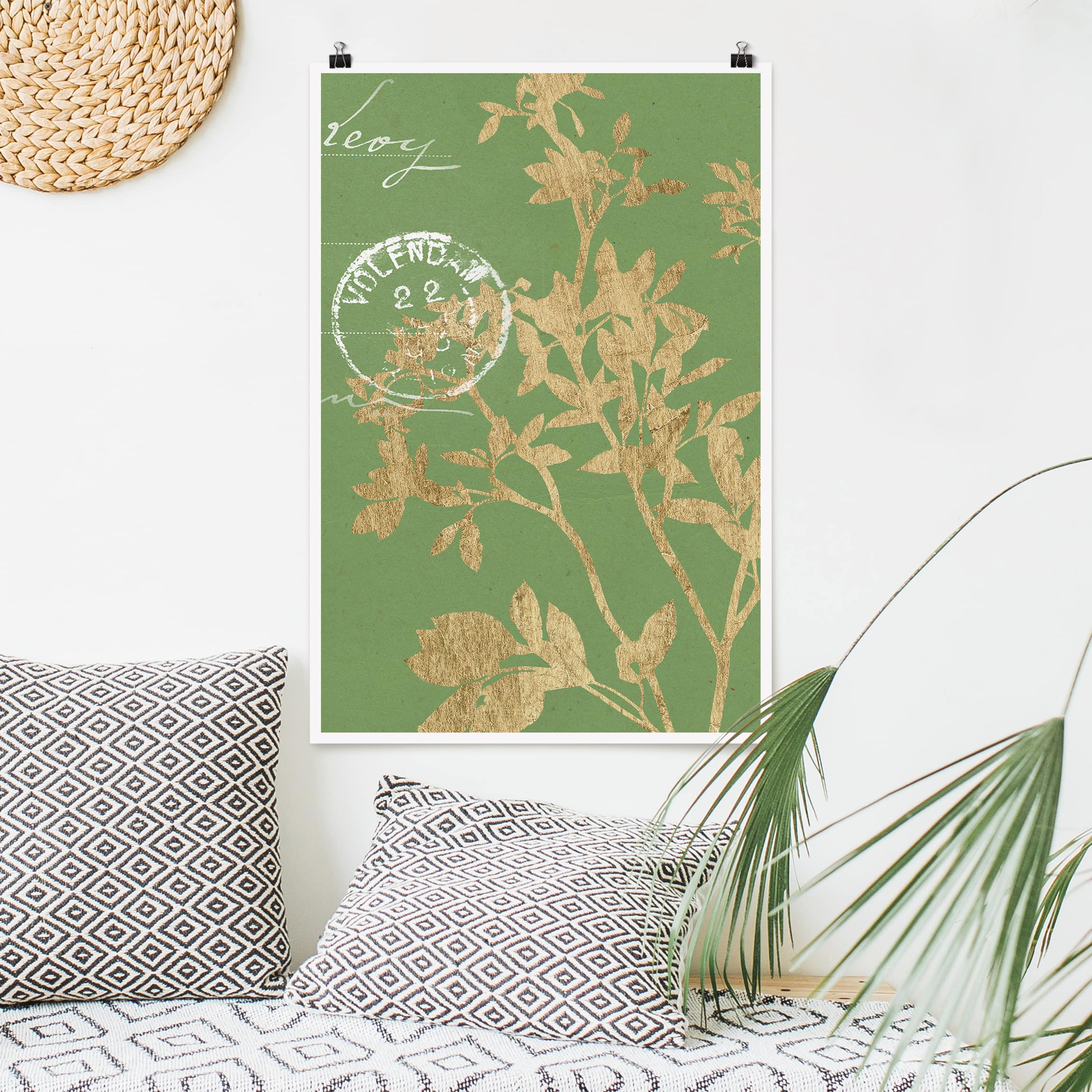 Poster - Hochformat Goldene Blätter auf Lind II