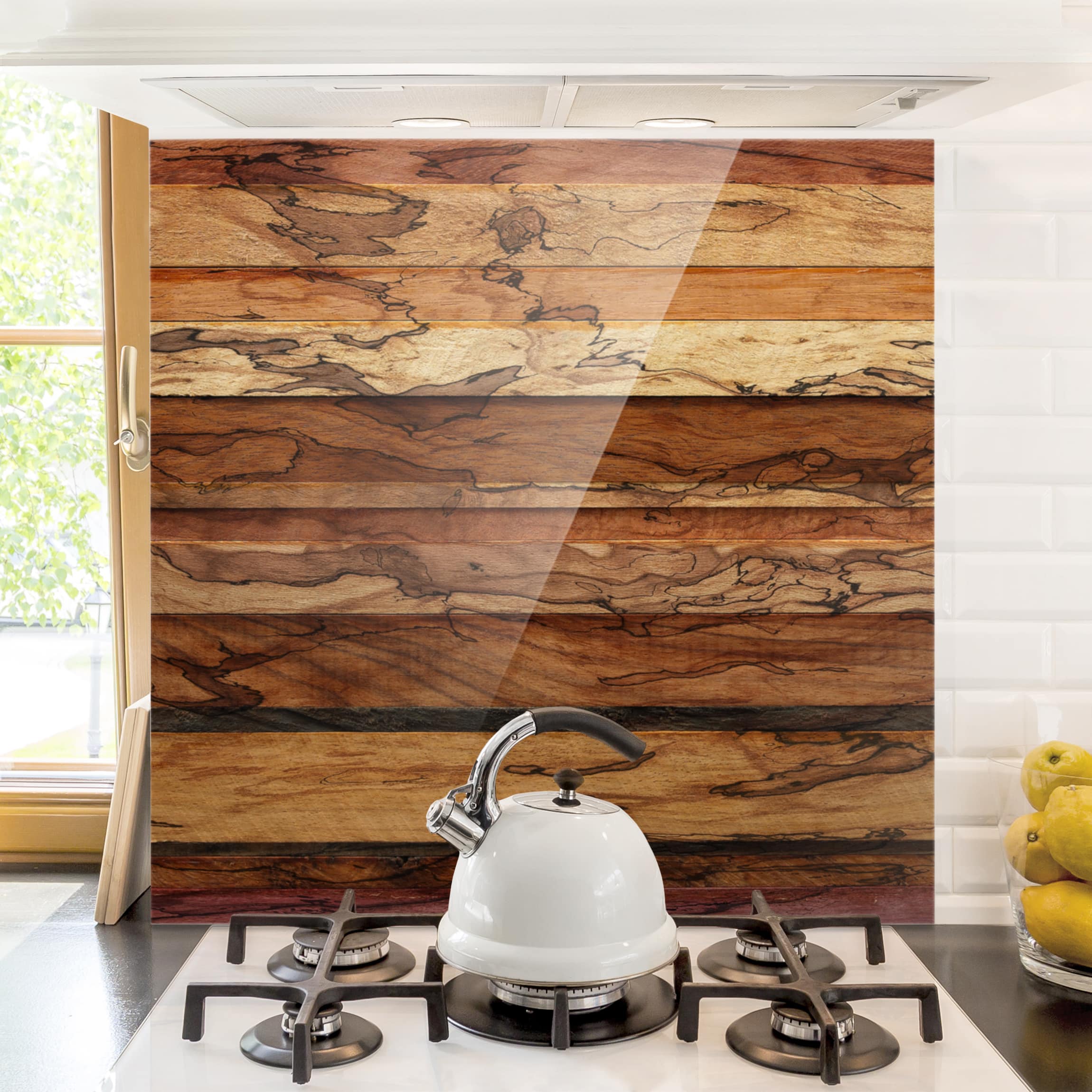 Glas Spritzschutz Woody Flamed Garderobe