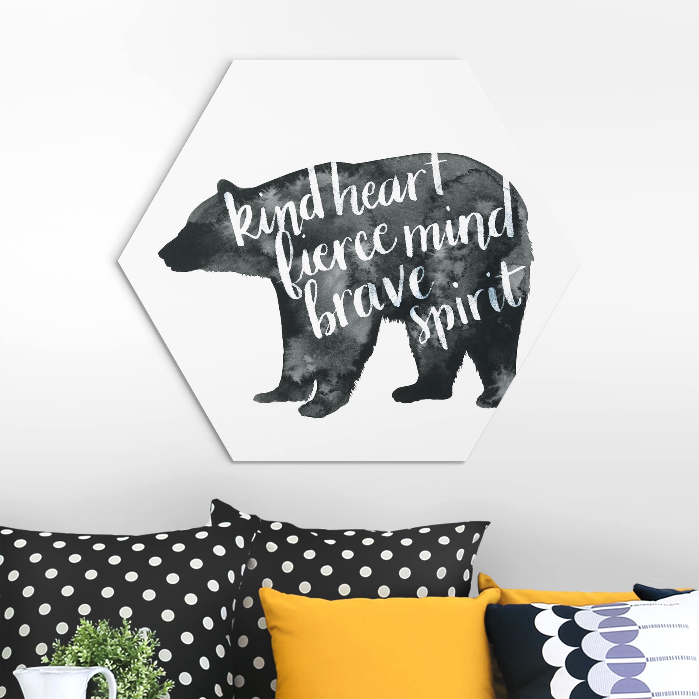 Hexagon-Alu-Dibond Bild Tiere mit Weisheit - Bär