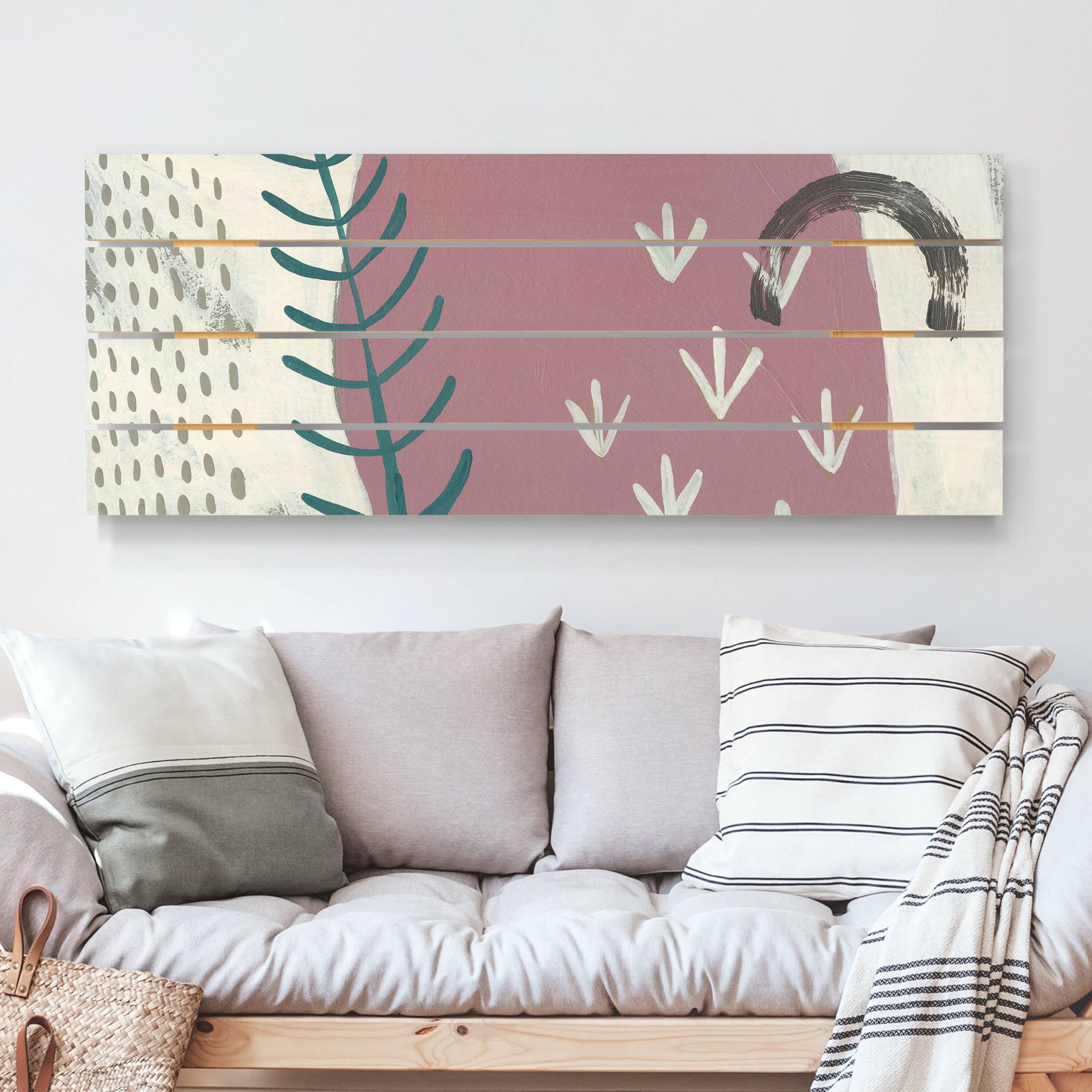 Holzbild Plankenoptik - Panorama Karneval der Formen in Beere II