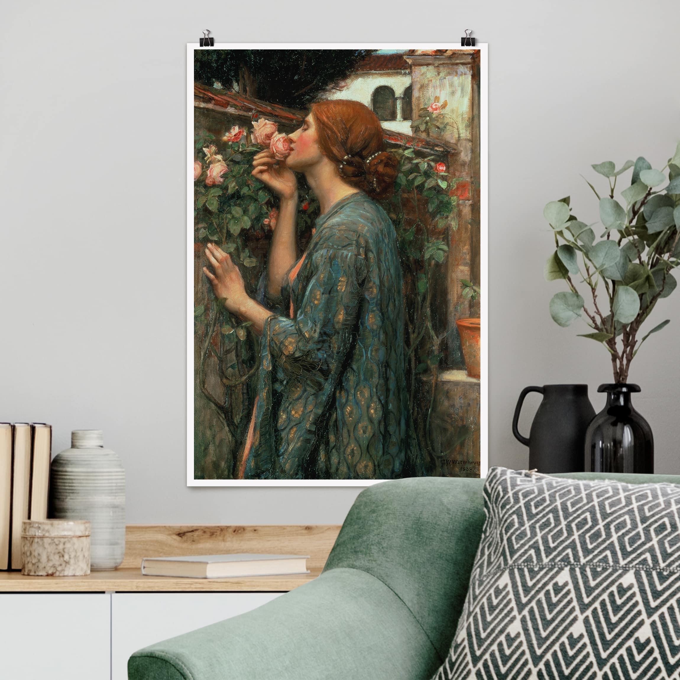 Poster - Hochformat John William Waterhouse - Die Seele der Rose