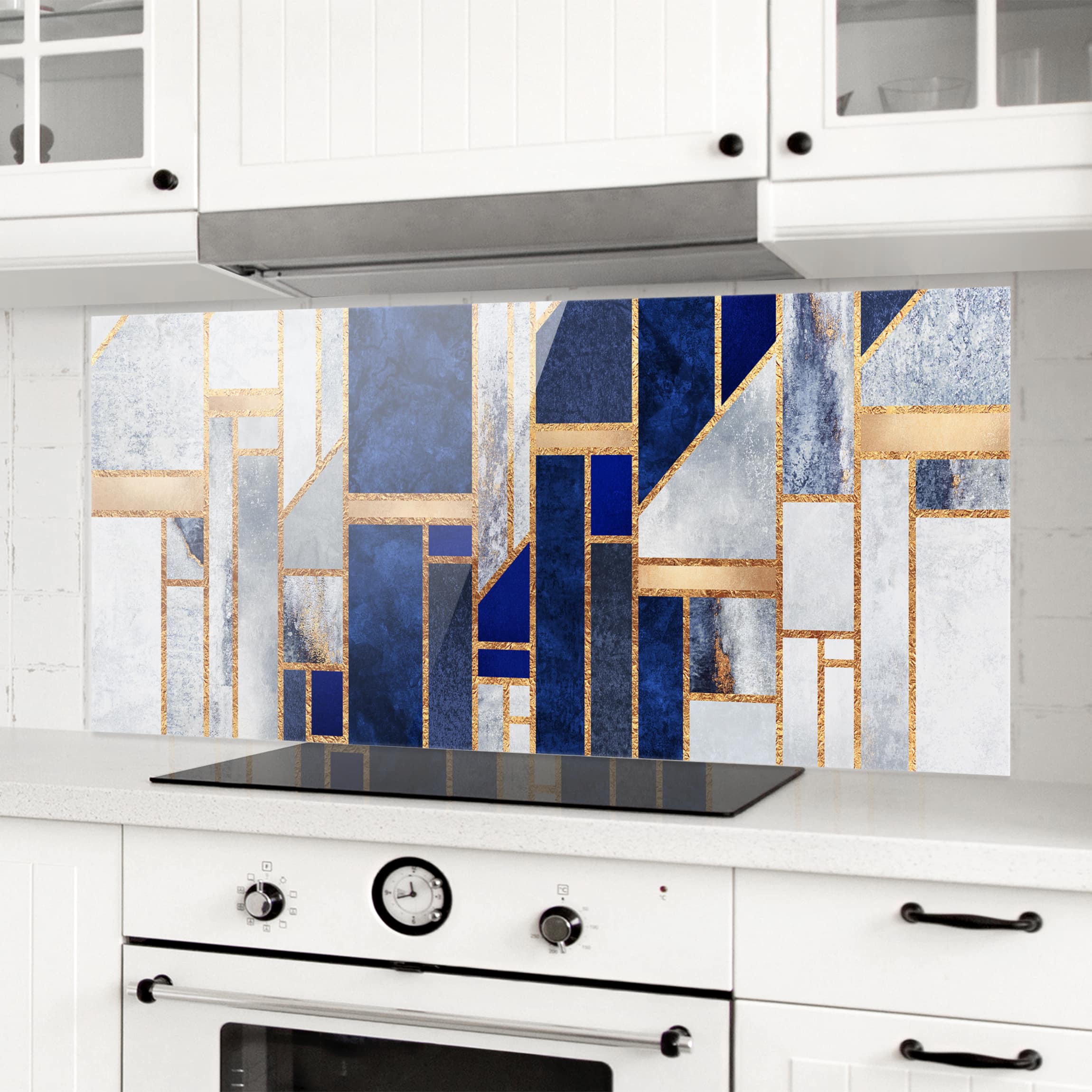 Glas Spritzschutz - Panorama Geometrische Formen mit Gold