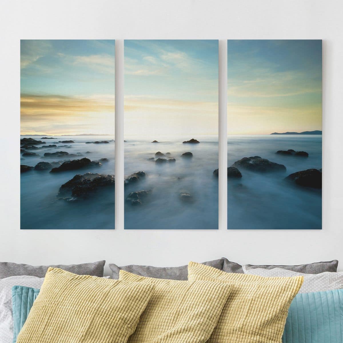 3-teiliges Leinwandbild - Querformat Sonnenuntergang über dem Ozean