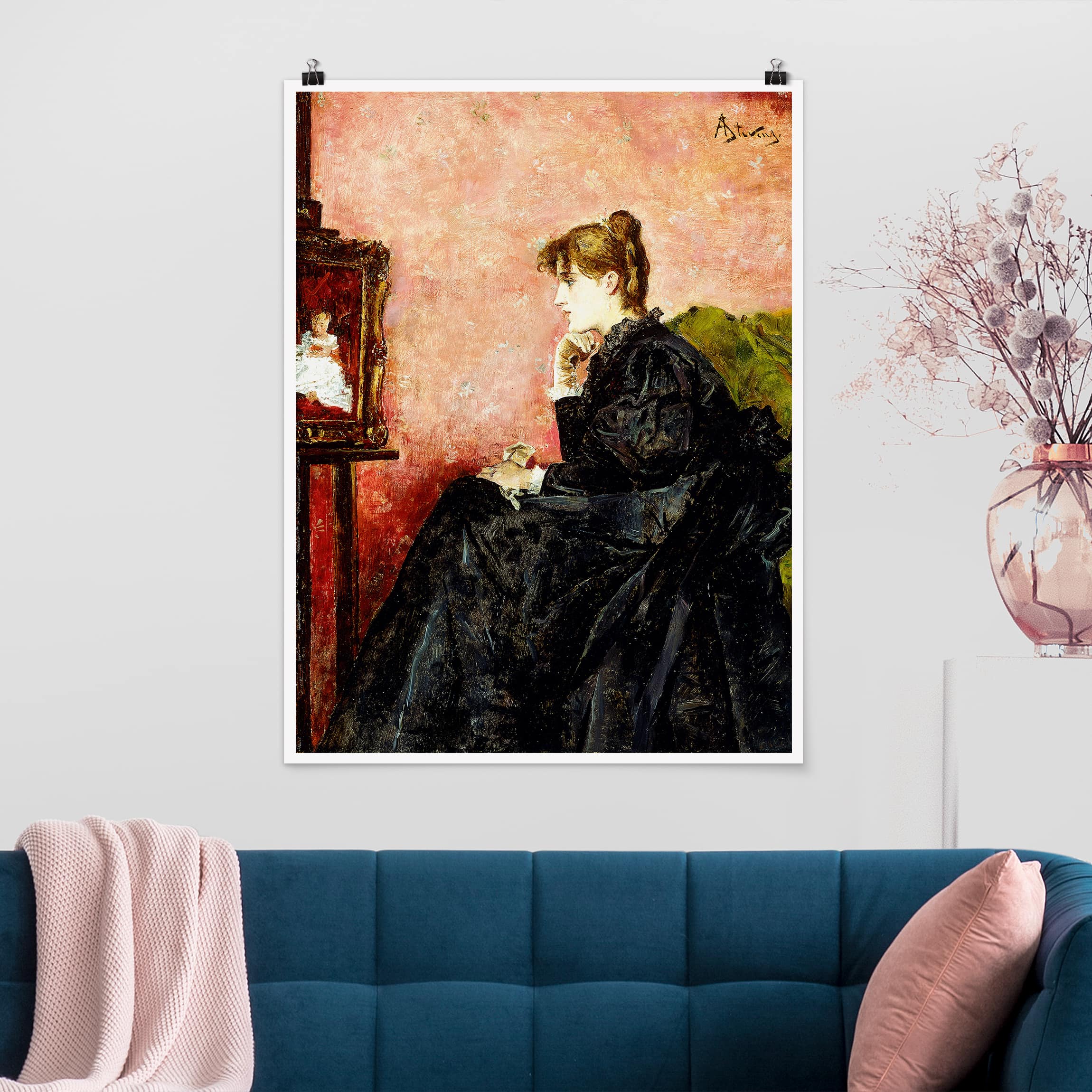 Poster - Hochformat Alfred Stevens - Dame in schwarz