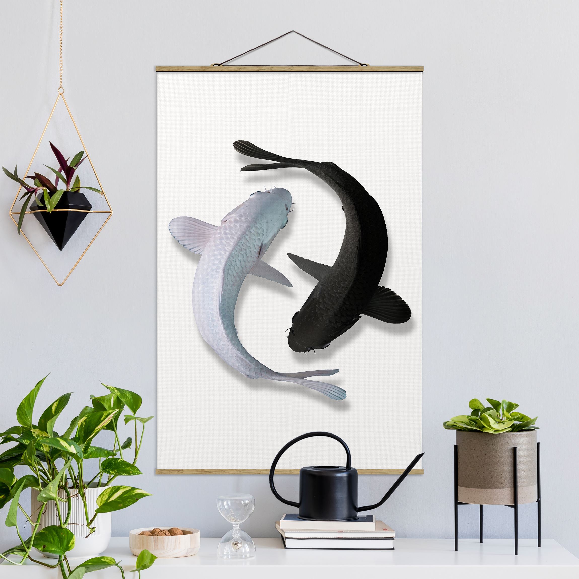 Stoffbild - Hochformat Fische Ying & Yang
