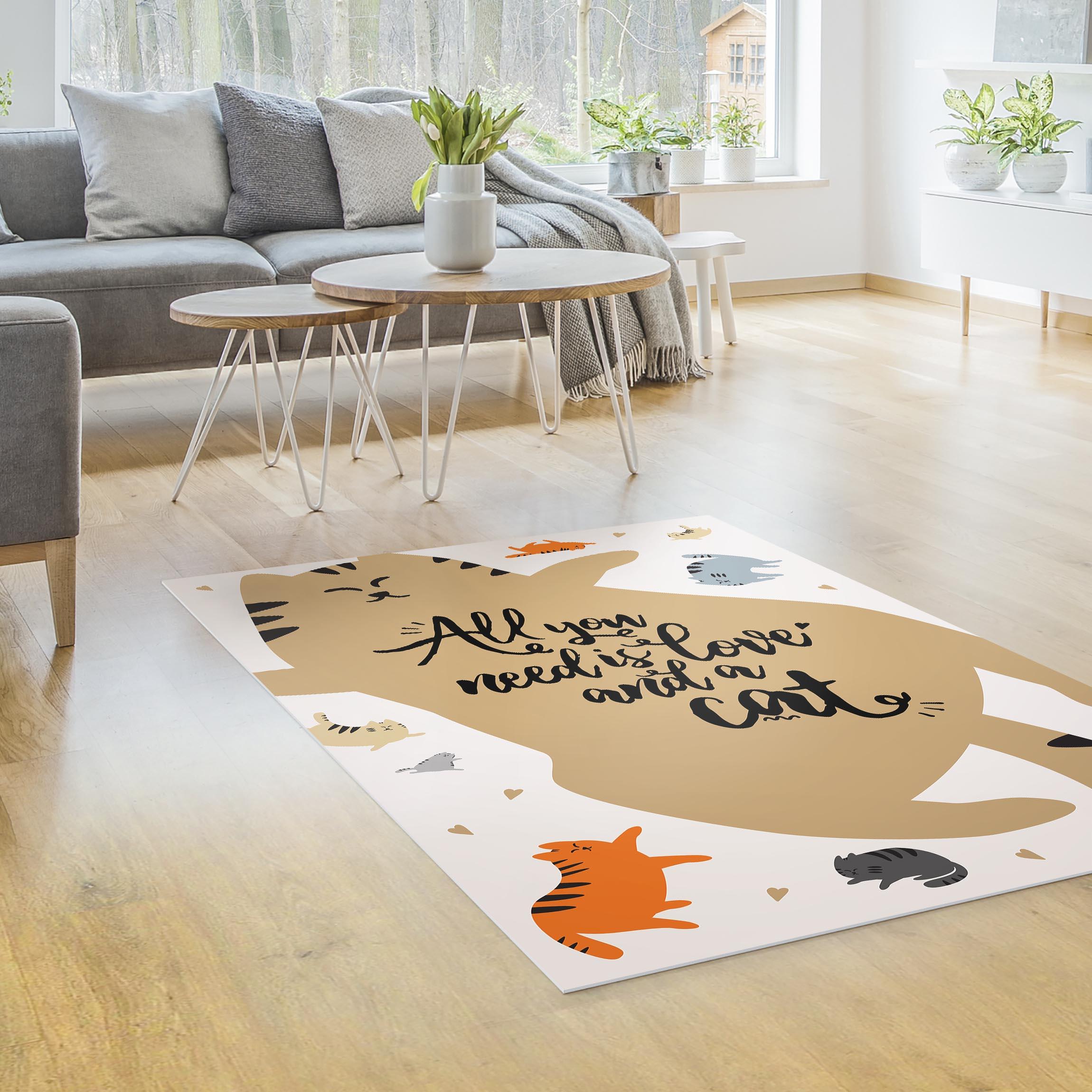 Vinylteppich All you need is love and a cat Katzenbauch