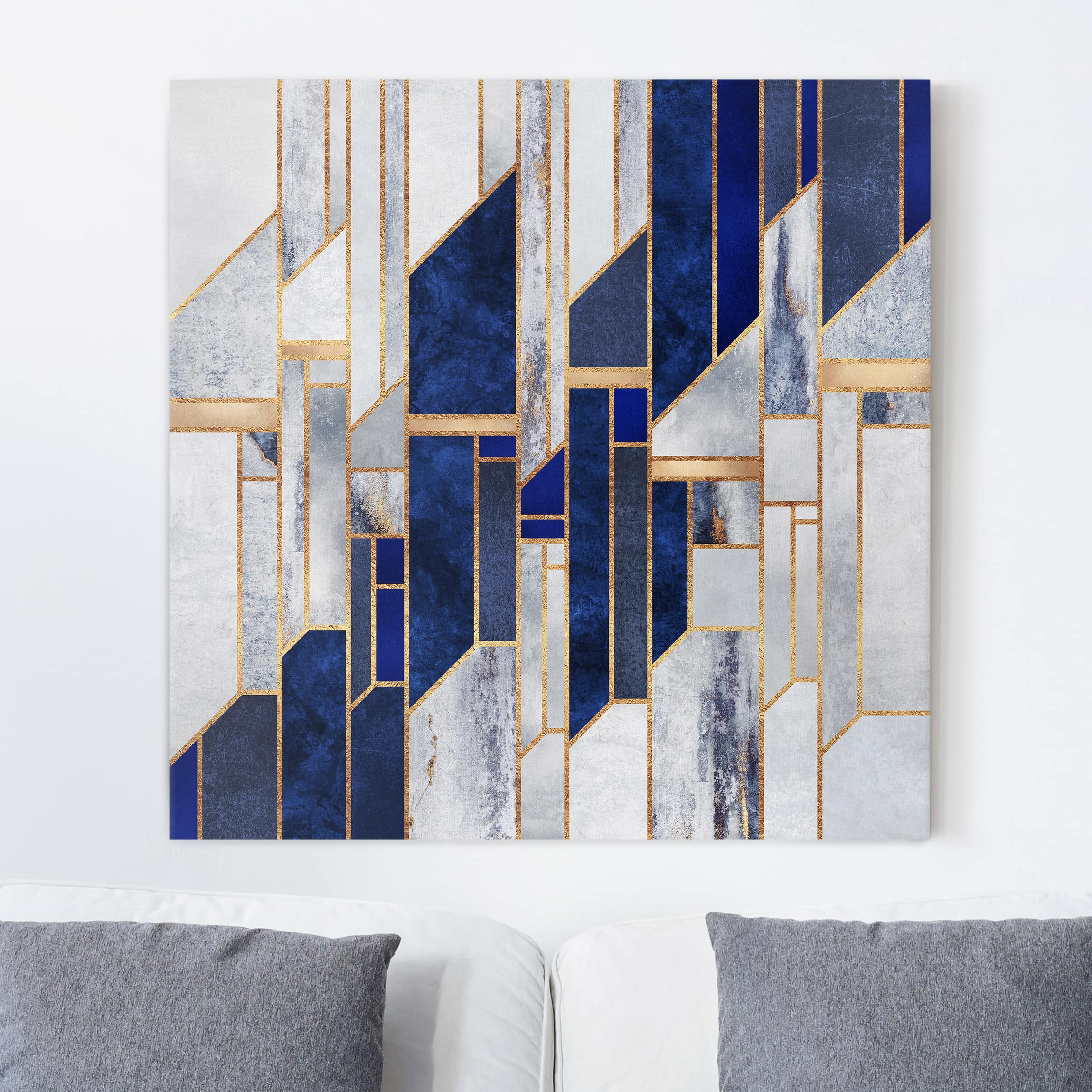 Leinwandbild - Quadrat Geometrische Formen mit Gold