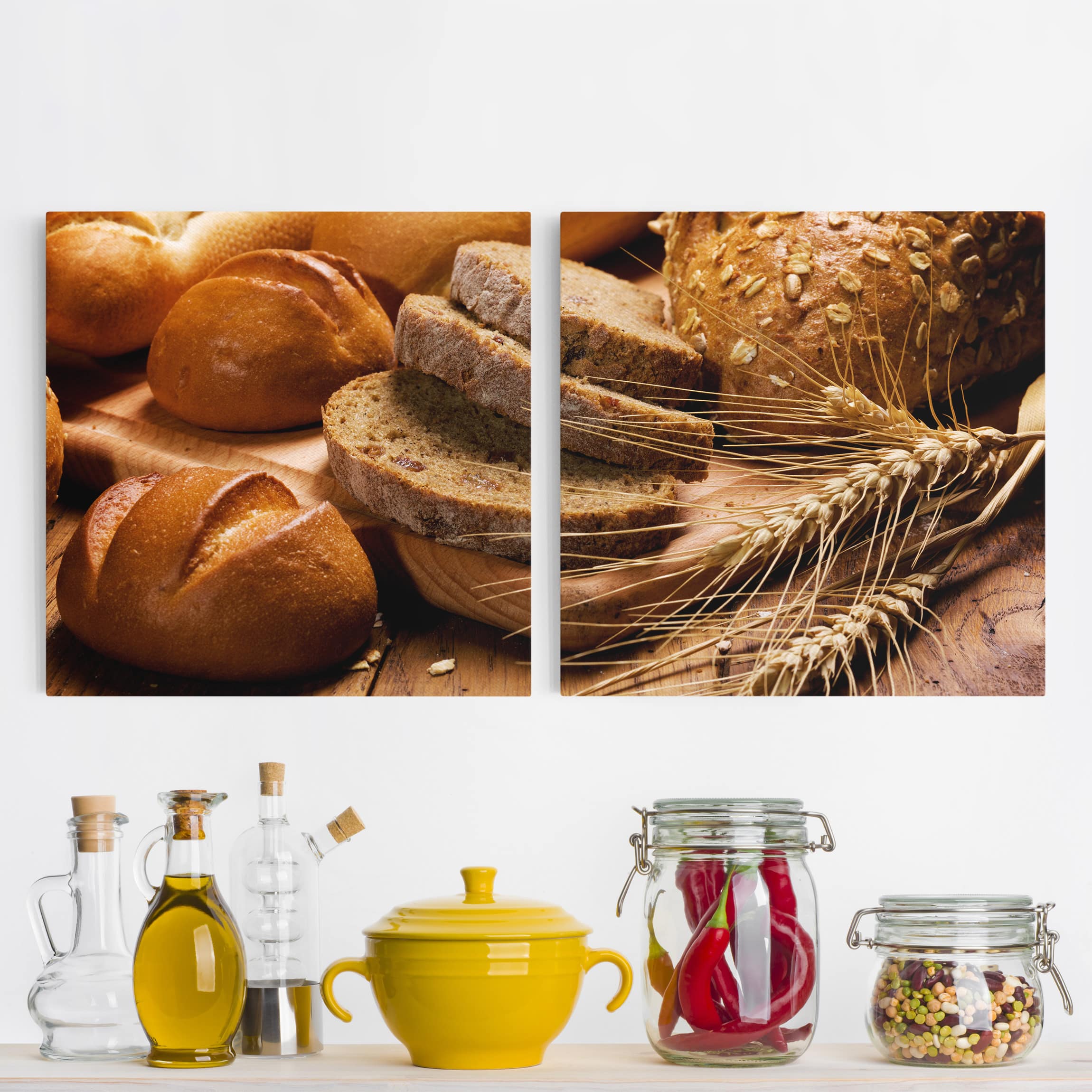 2-teiliges Leinwandbild Küche Brotzeit