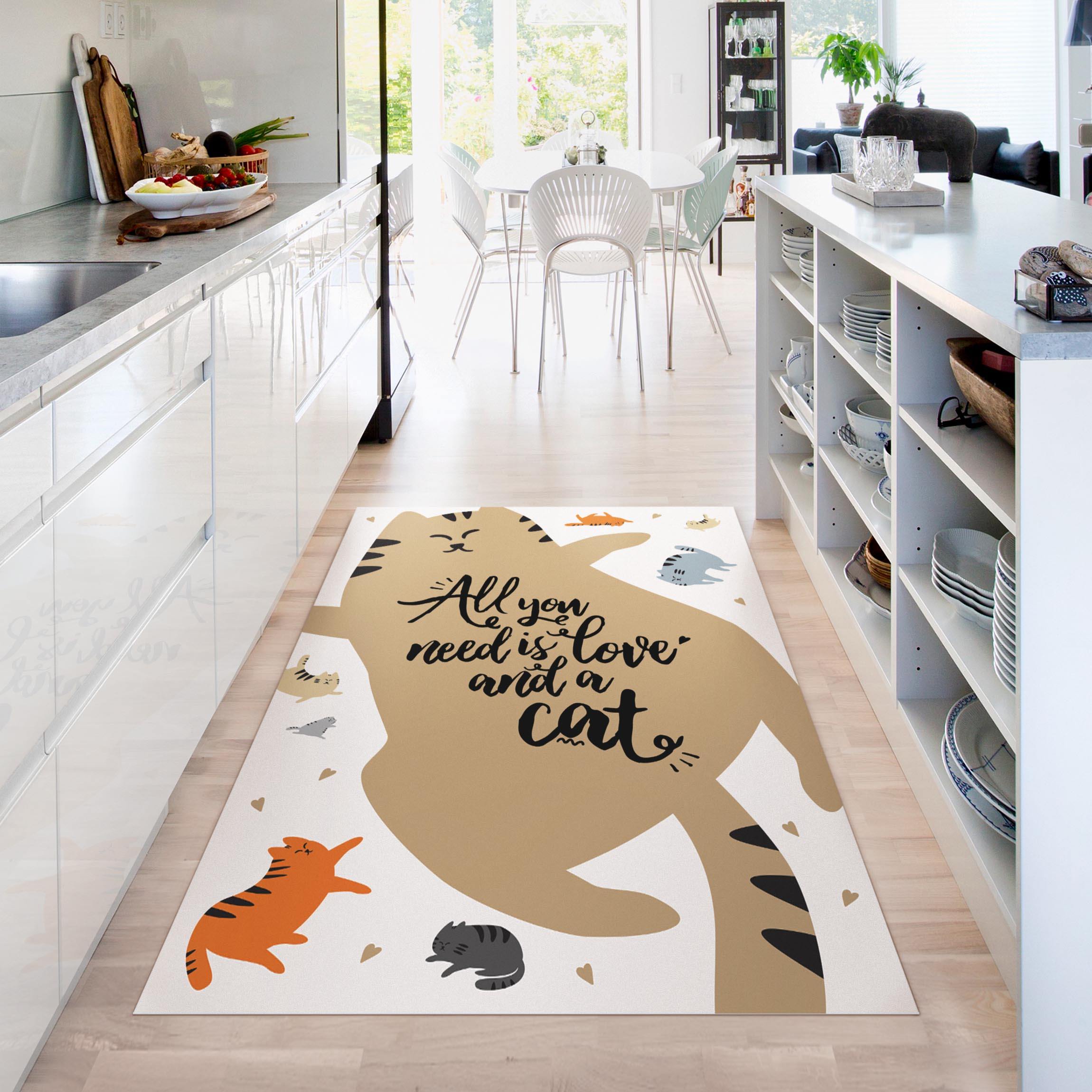 Vinylteppich All you need is love and a cat Katzenbauch