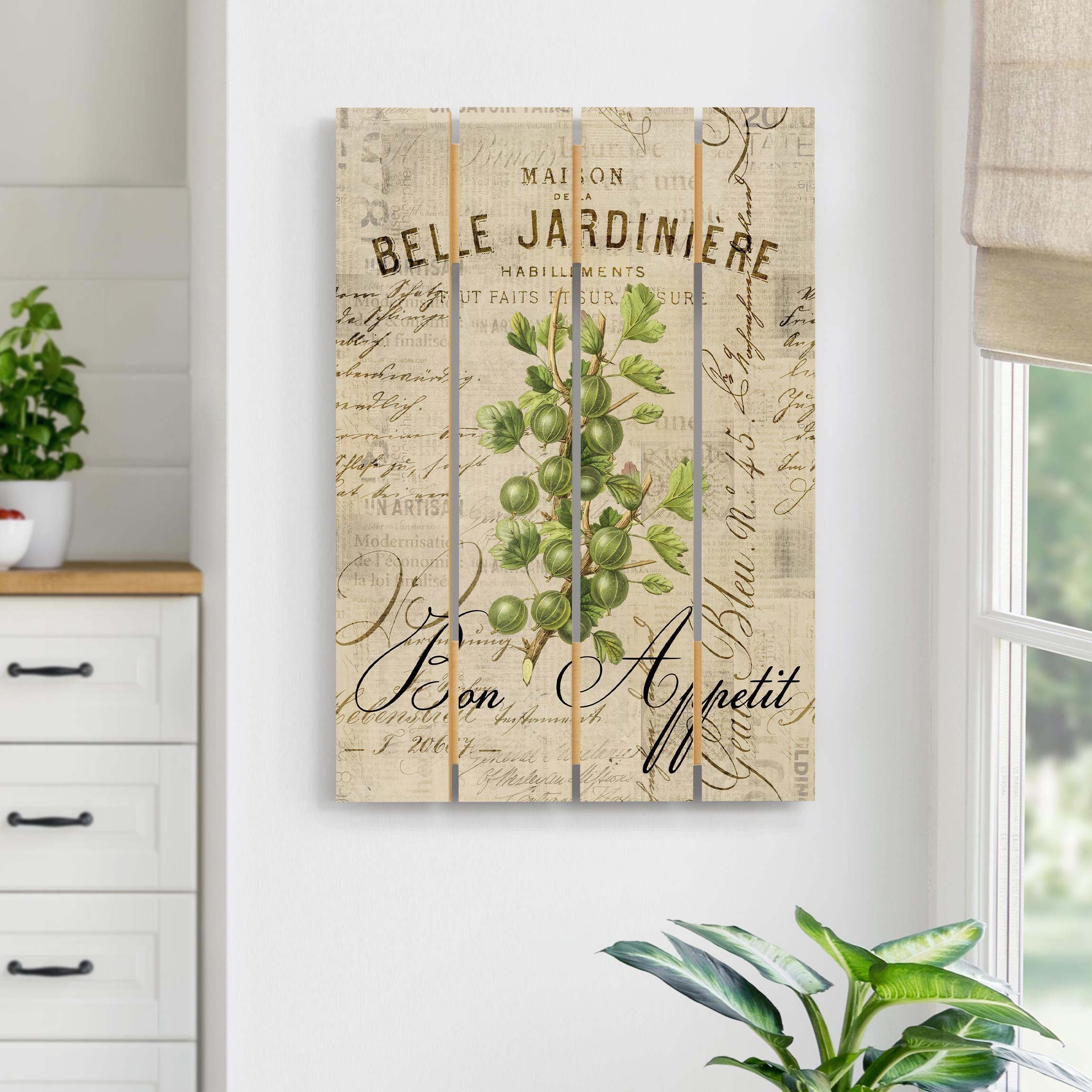 Holzbild Plankenoptik Shabby Chic Collage - Stachelbeere