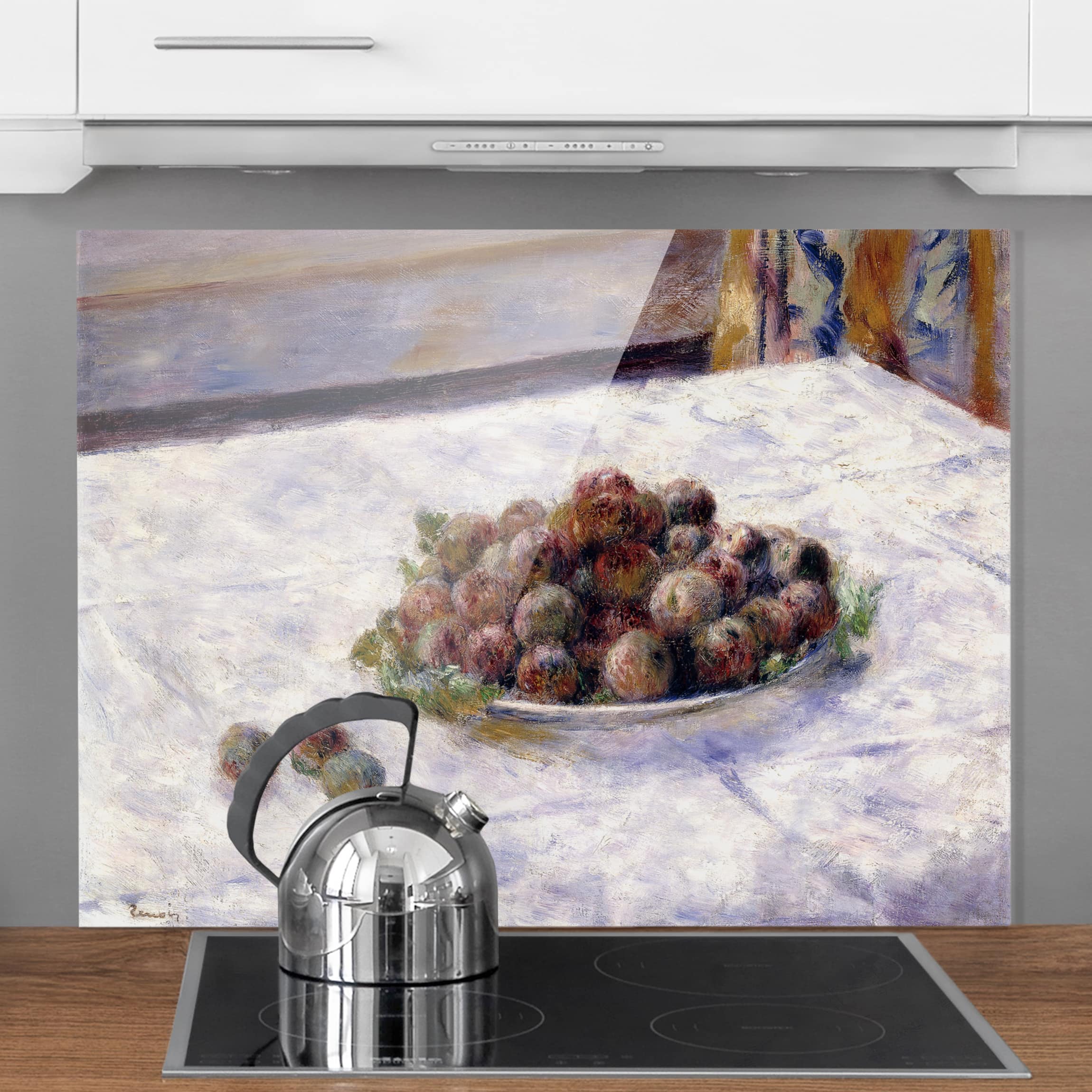 Glas Spritzschutz Auguste Renoir - Teller mit Pflaumen
