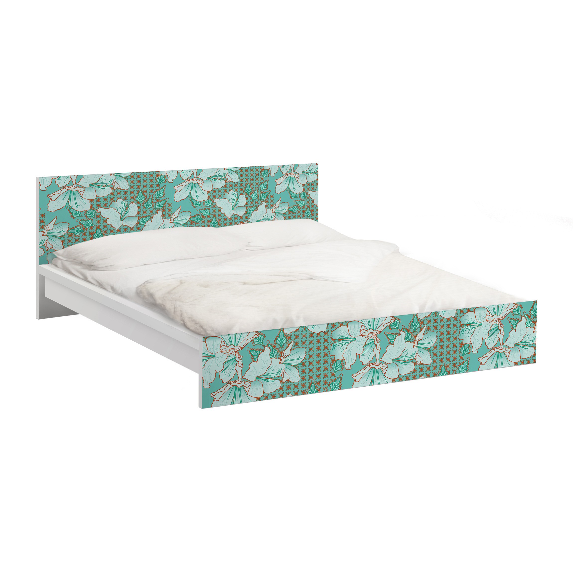 Möbelfolie für IKEA Malm Bett 140 cm Breite Orientalisches Blumenmuster