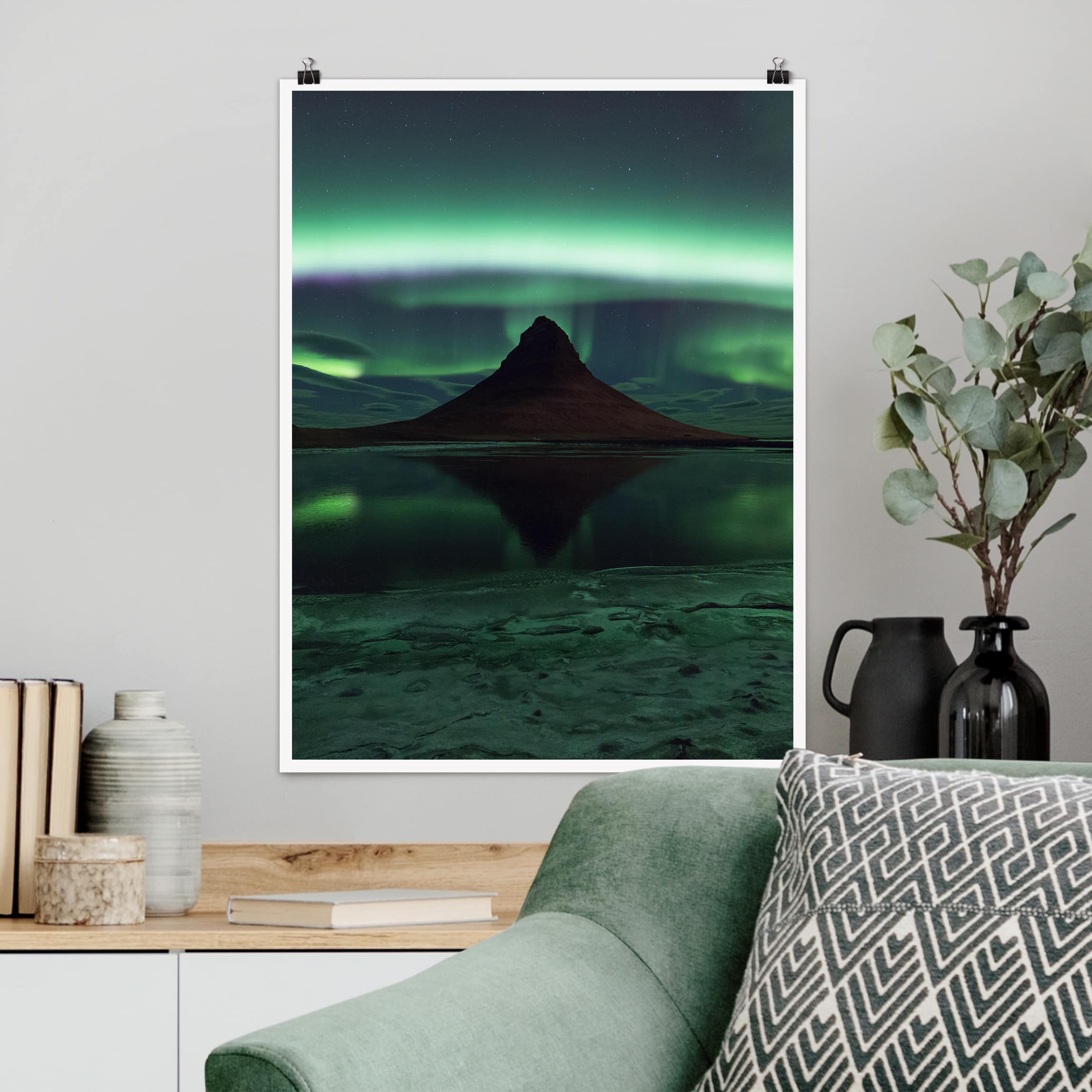 Poster - Hochformat Polarlicht in Island
