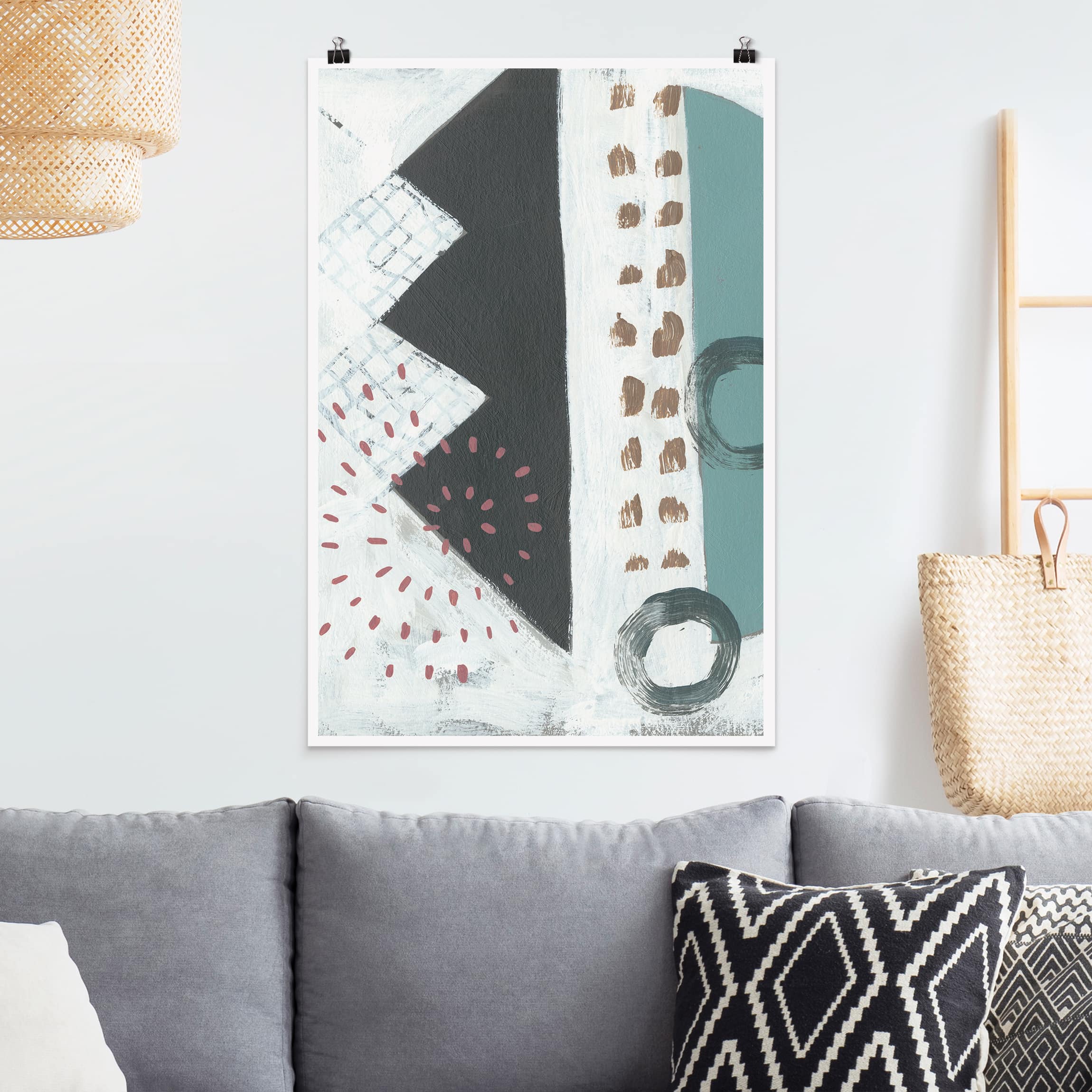 Poster - Hochformat Karneval der Formen in Petrol III