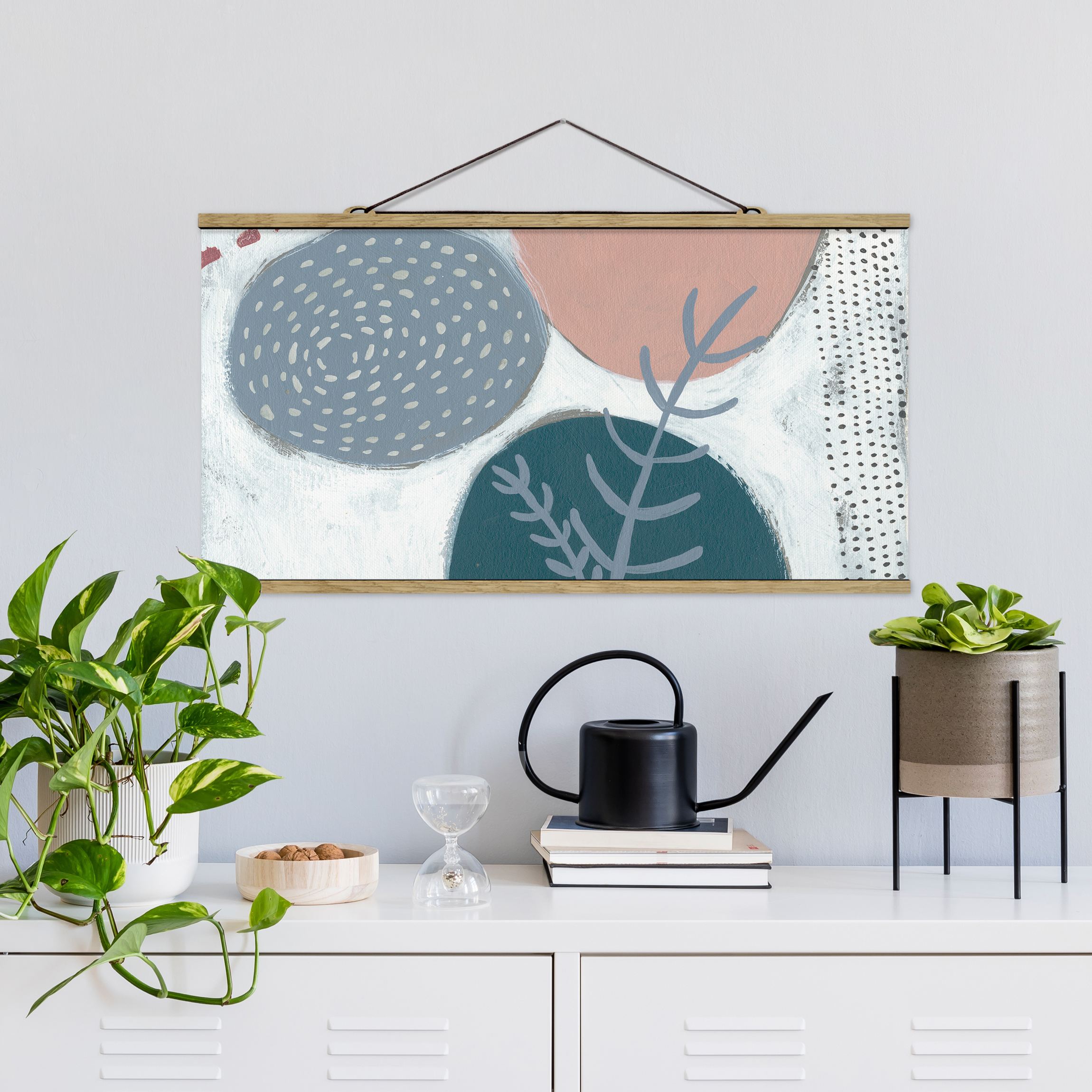 Stoffbild - Querformat Karneval der Formen in Petrol II