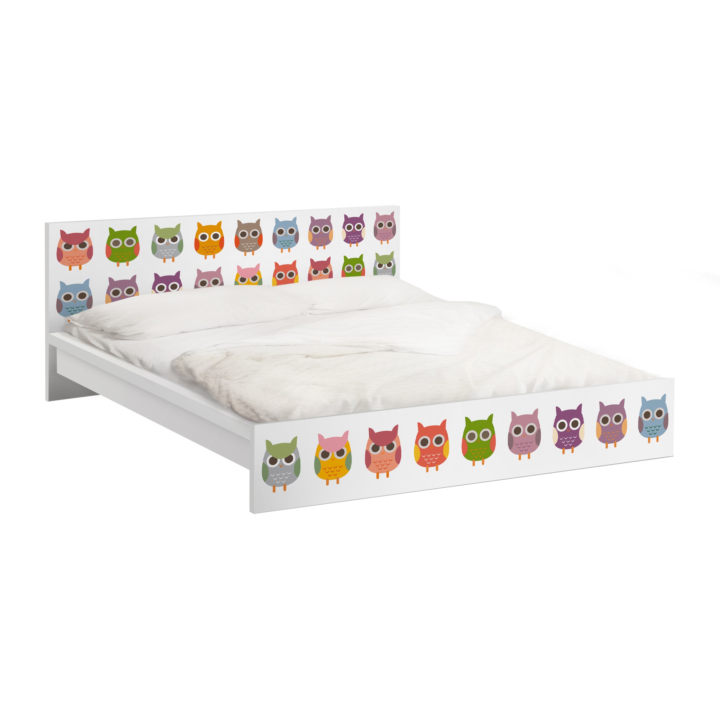 Möbelfolie für IKEA Malm Bett 140 cm Breite No.EK147 Eulenparade Set II