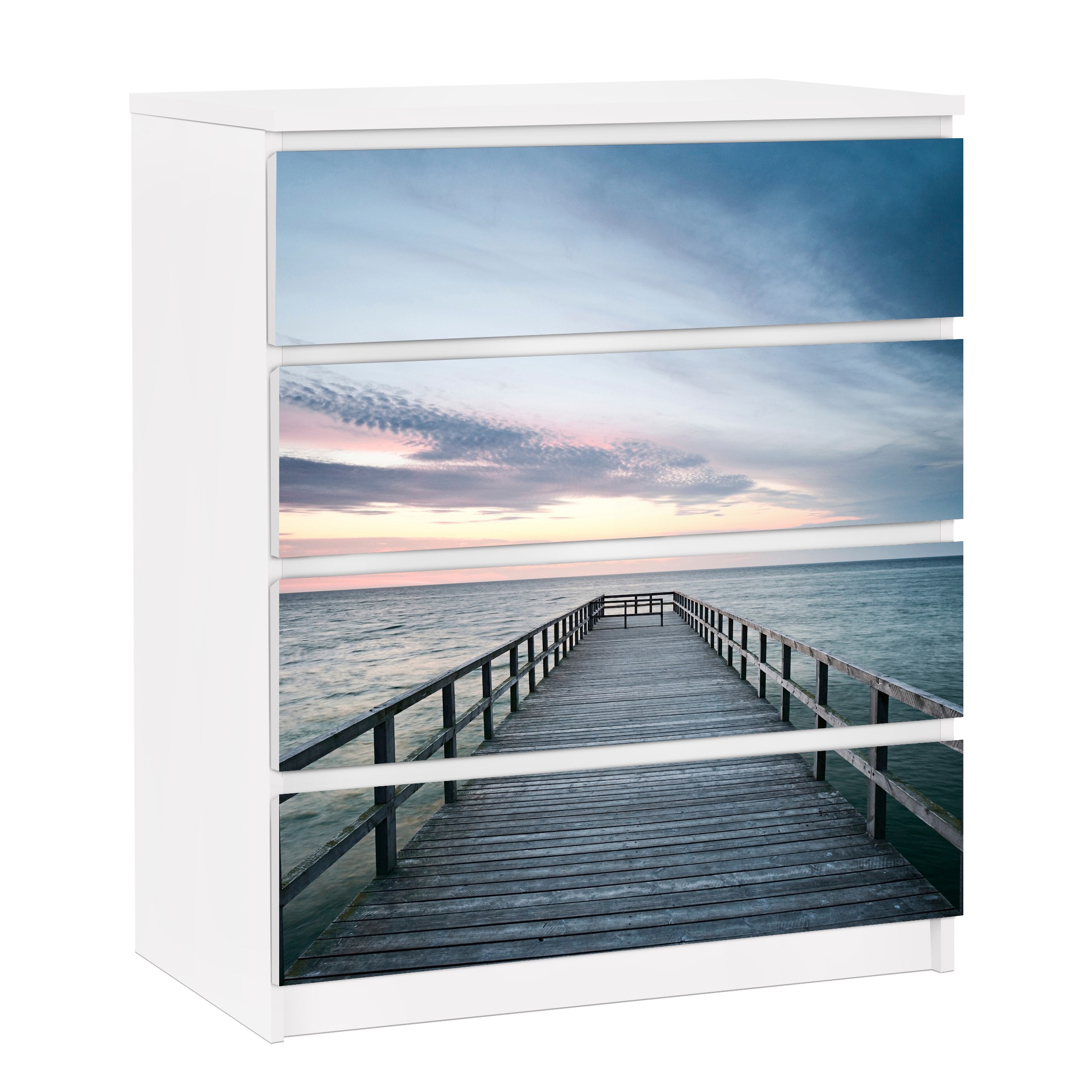 Möbelfolie für IKEA Malm Kommode 4 Schubladen Steg Promenade
