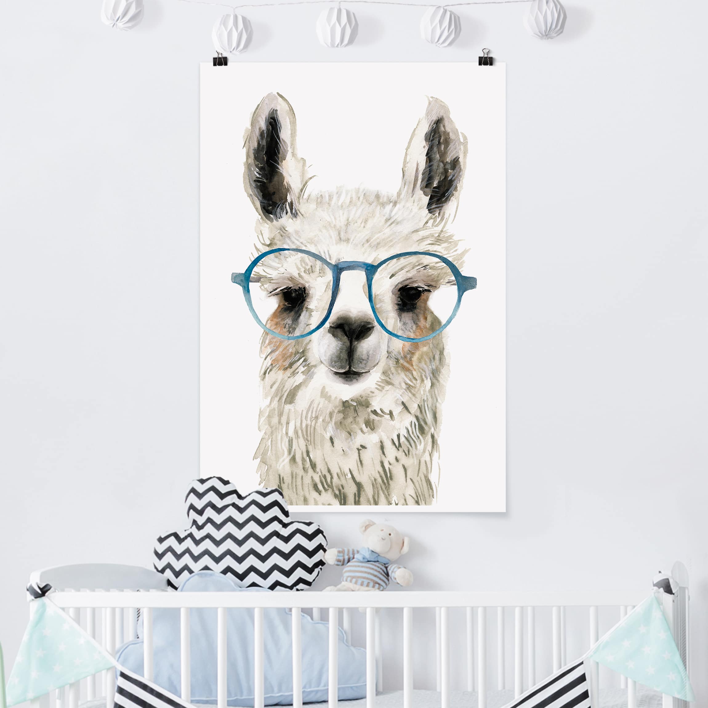 Poster Kinderzimmer Hippes Lama mit Brille III