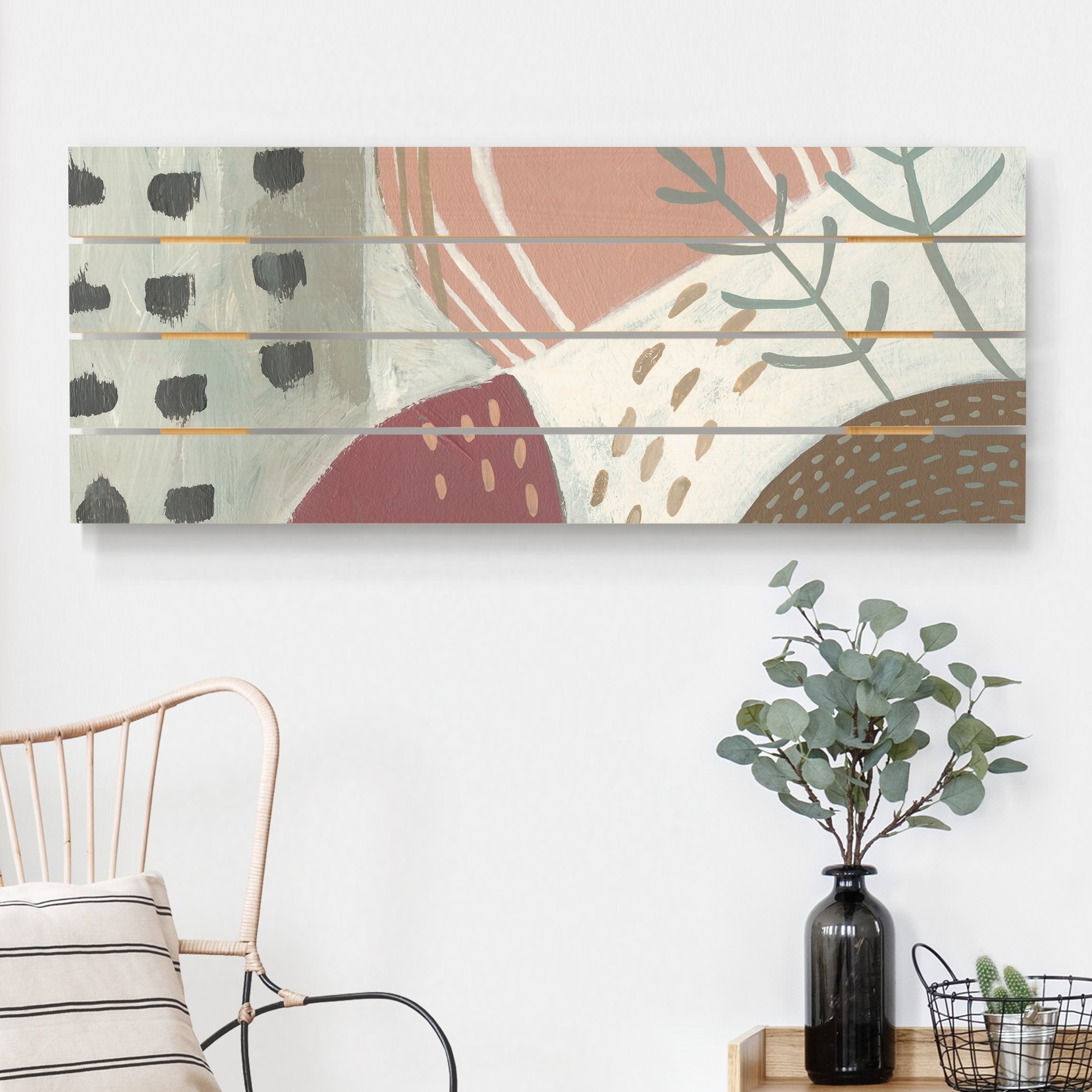 Holzbild Plankenoptik - Panorama Karneval der Formen in Beere I