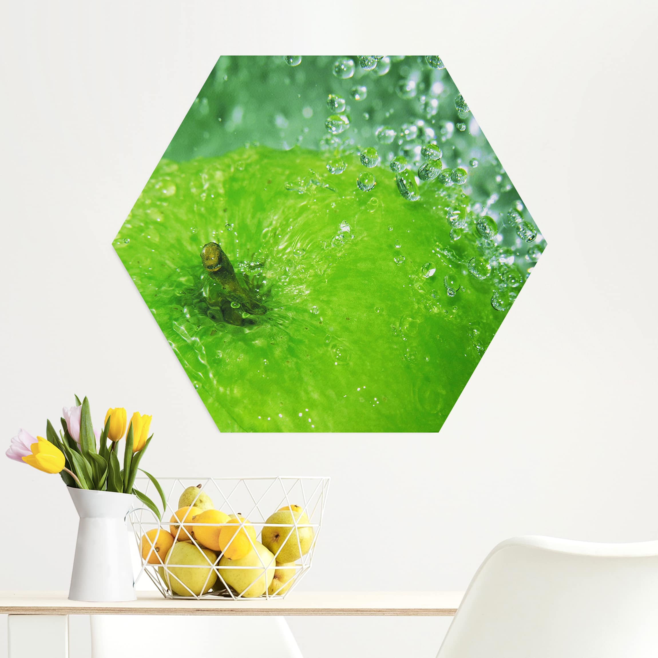Hexagon-Alu-Dibond Bild Green Apple