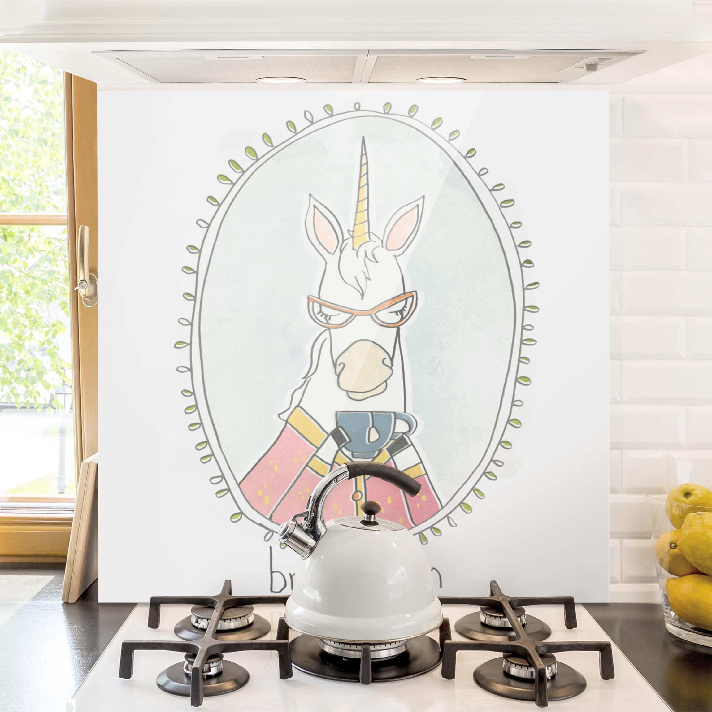 Spritzschutz Koffeinhaltiges Einhorn