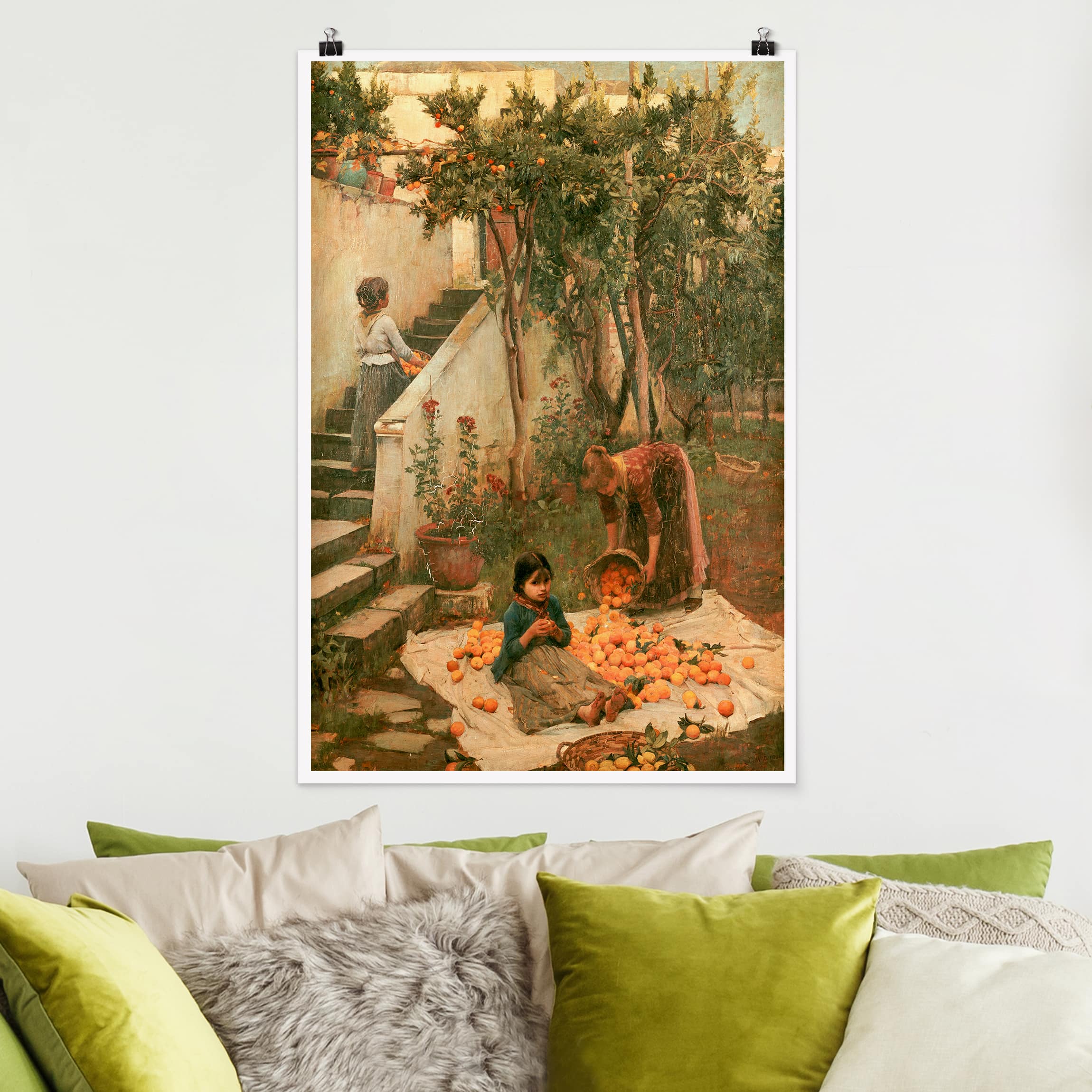 Poster - Hochformat John William Waterhouse - Die Orangenpflücker