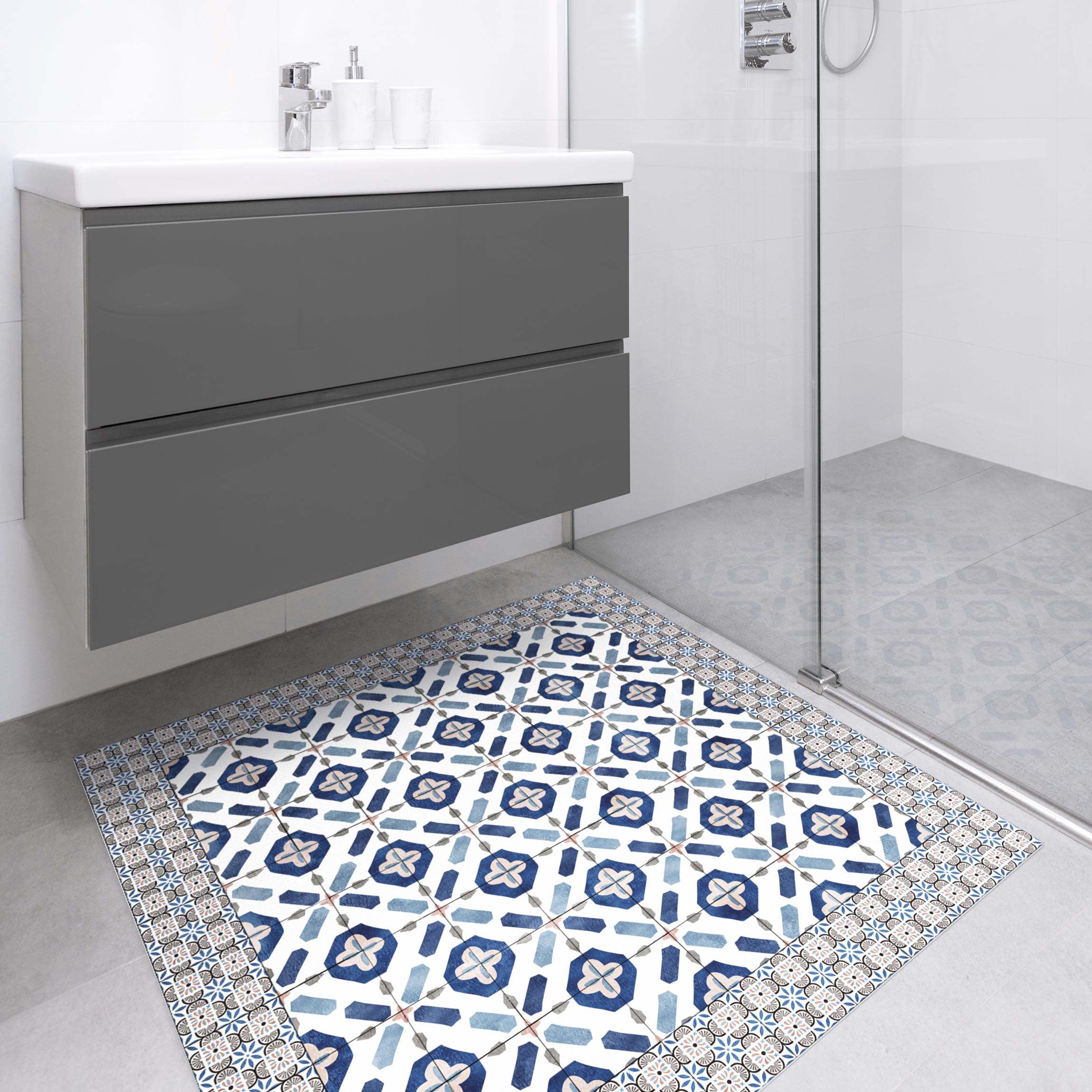 Vinylteppich Marokkanische Fliesen Blumenfenster mit Fliesenrahmen